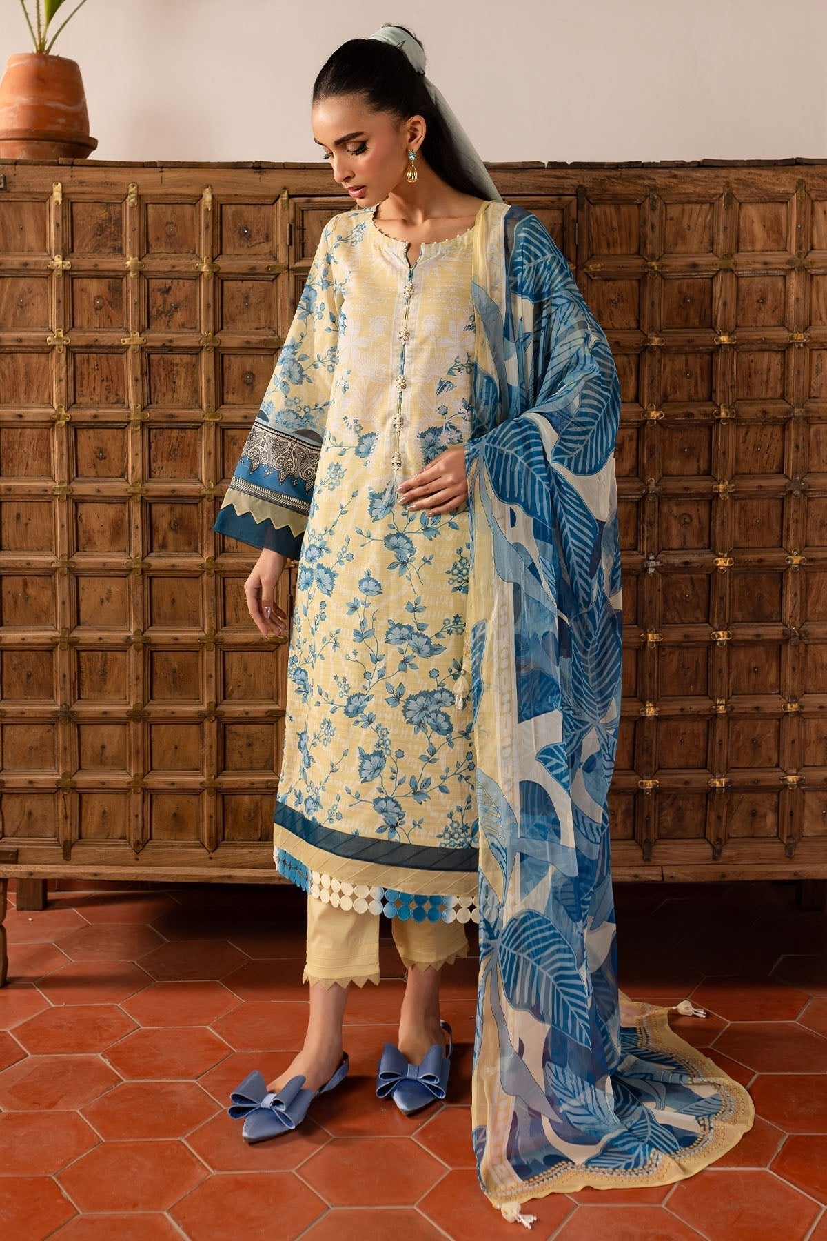 Nureh | Printed lawn 25 | SP-136-Brand:Nureh-Type:Ladies Clothes-Ivory-Lawn-House of Maryam- Buy in UK, USA