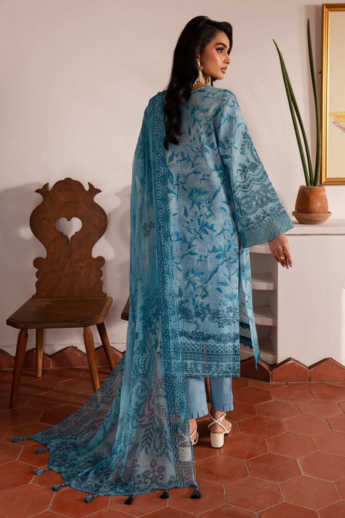 Nureh | Printed lawn 25 | SP-140-Brand:Nureh-Type:Ladies Clothes-Blue-Lawn-House of Maryam- Buy in UK, USA