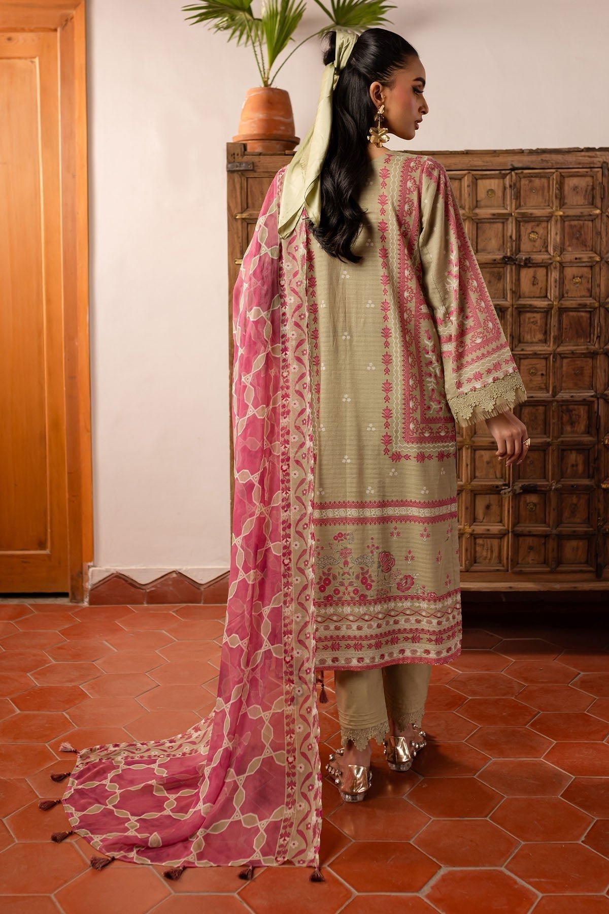 Nureh | Printed lawn 25 | SP-141-Brand:Nureh-Type:Ladies Clothes-Desert Sand-Lawn-House of Maryam- Buy in UK, USA