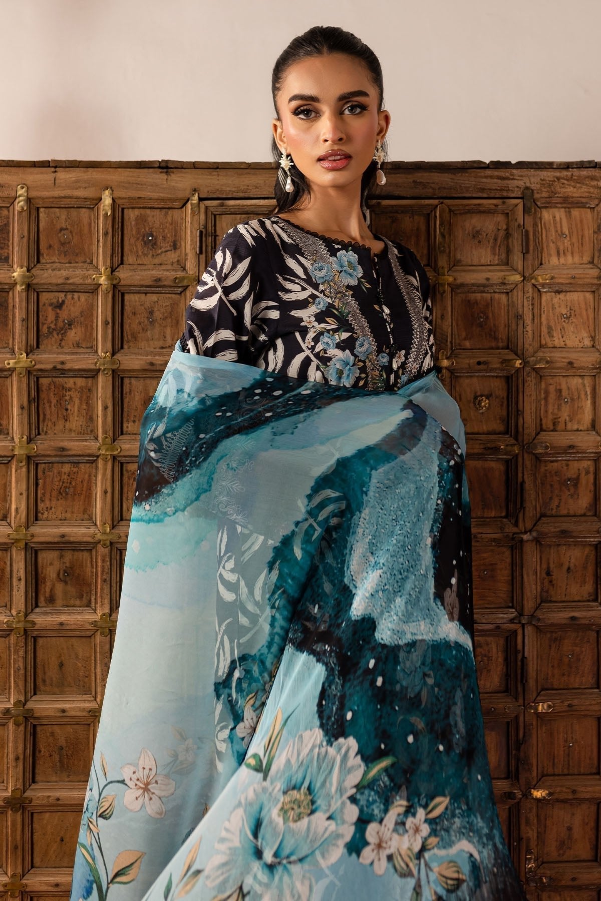 Nureh | Printed Lawn 25 | SP-142-Brand:Nureh-Type:Ladies Clothes-Black-Lawn-House of Maryam- Buy in UK, USA
