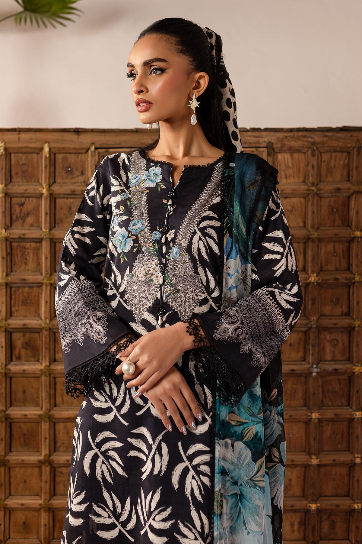 Nureh | Printed Lawn 25 | SP-142-Brand:Nureh-Type:Ladies Clothes-Black-Lawn-House of Maryam- Buy in UK, USA