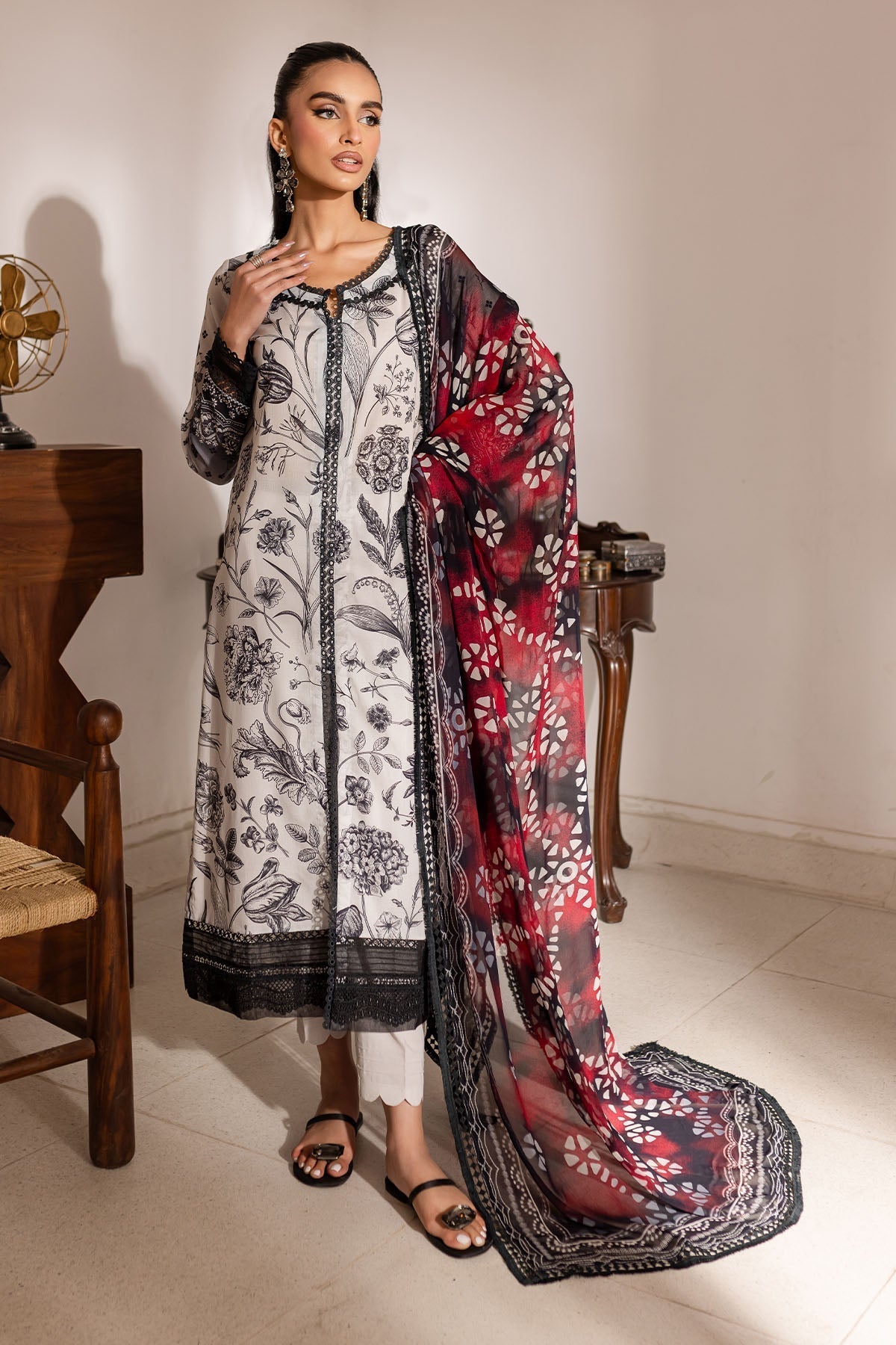 Nureh | Printed Lawn 25 | SP-144-Brand:Nureh-Type:Ladies Clothes-Off White-Lawn-House of Maryam- Buy in UK, USA