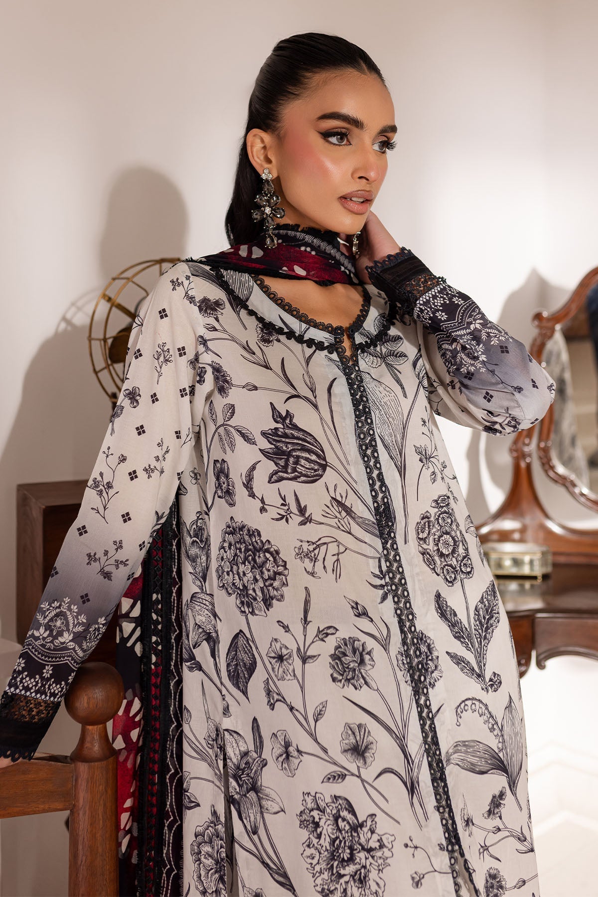 Nureh | Printed Lawn 25 | SP-144-Brand:Nureh-Type:Ladies Clothes-Off White-Lawn-House of Maryam- Buy in UK, USA