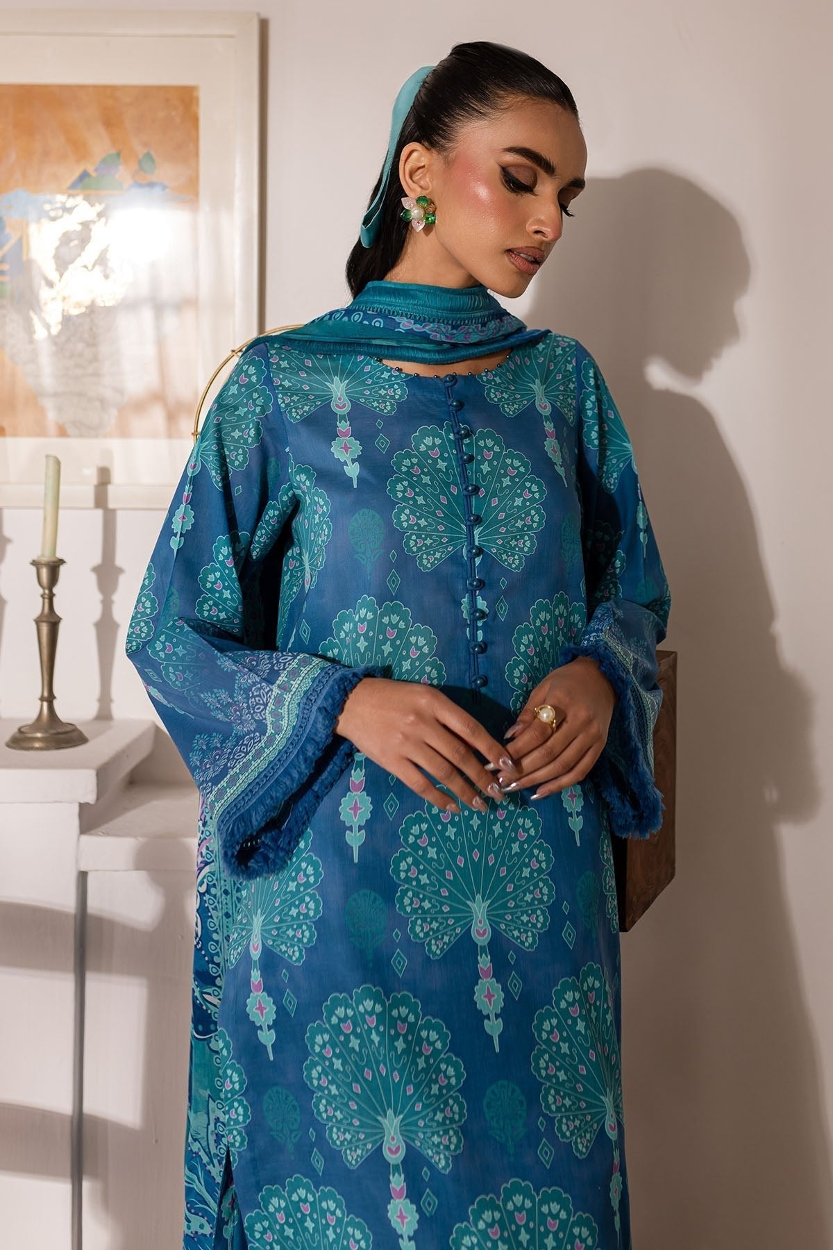 Nureh | Printed Lawn 25 | SP-145-Brand:Nureh-Type:Ladies Clothes-Blue-Lawn-House of Maryam- Buy in UK, USA