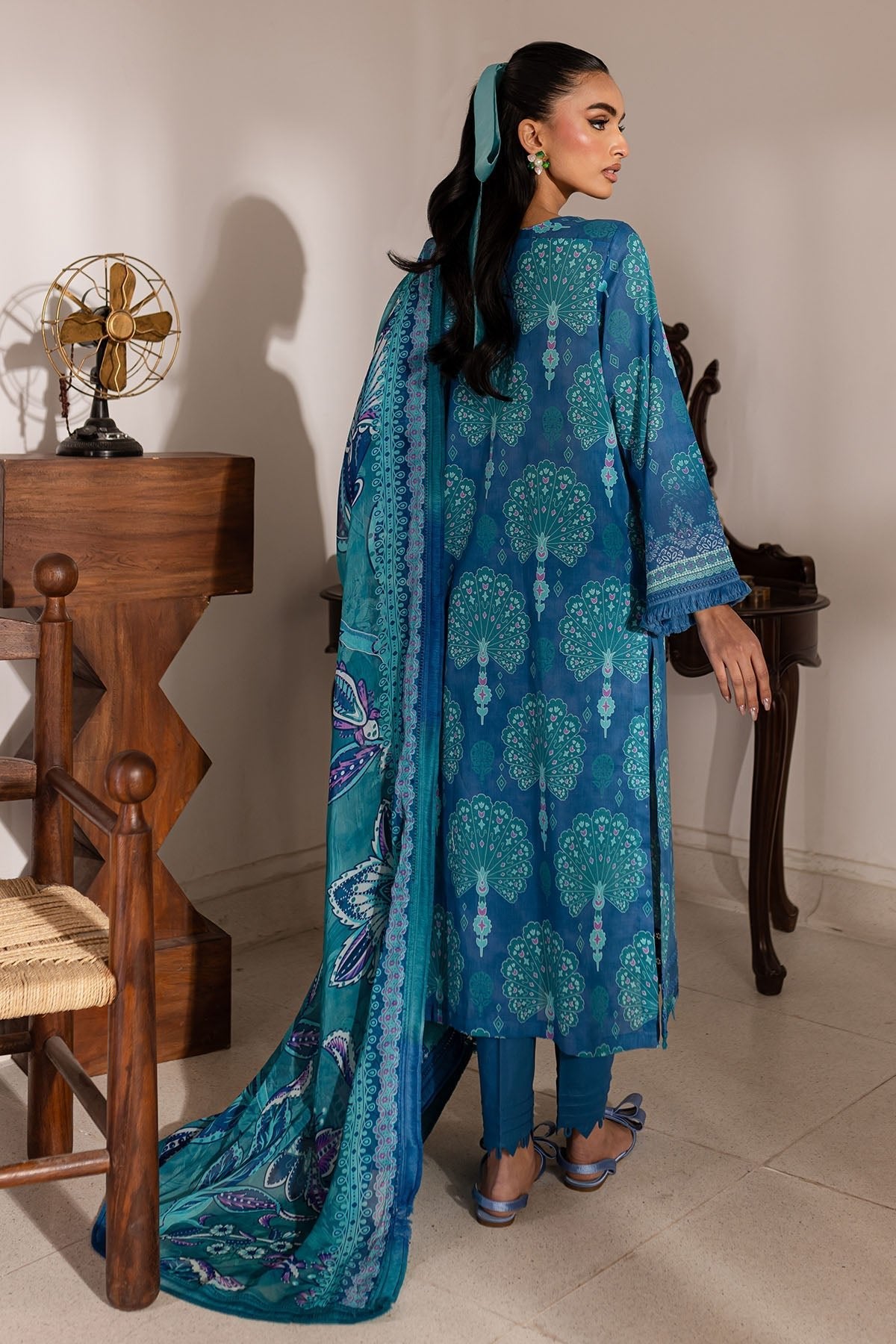 Nureh | Printed Lawn 25 | SP-145-Brand:Nureh-Type:Ladies Clothes-Blue-Lawn-House of Maryam- Buy in UK, USA