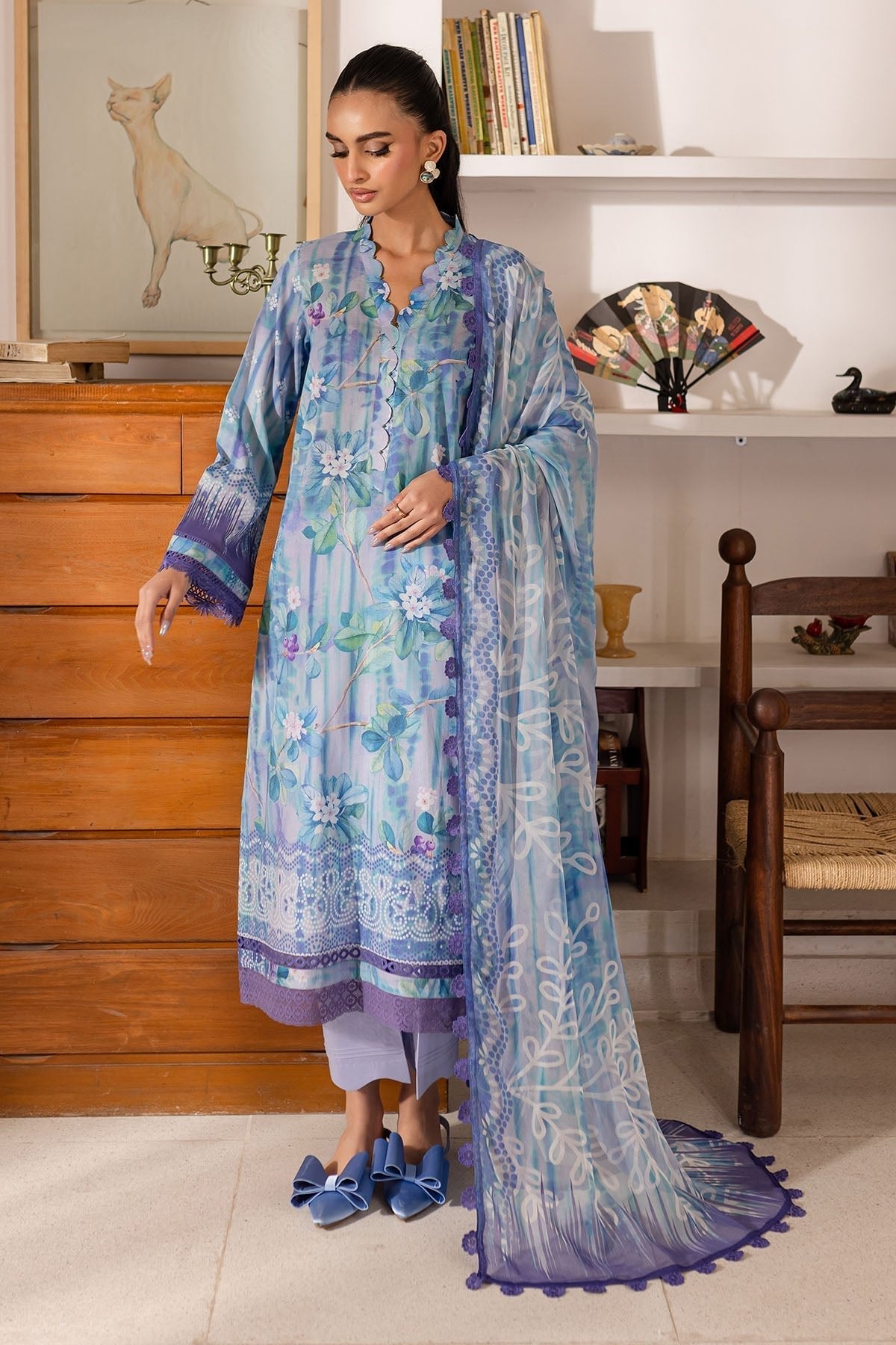 Nureh | Printed Lawn 25 | SP-146-Brand:Nureh-Type:Ladies Clothes-Light Lavender-Lawn-House of Maryam- Buy in UK, USA