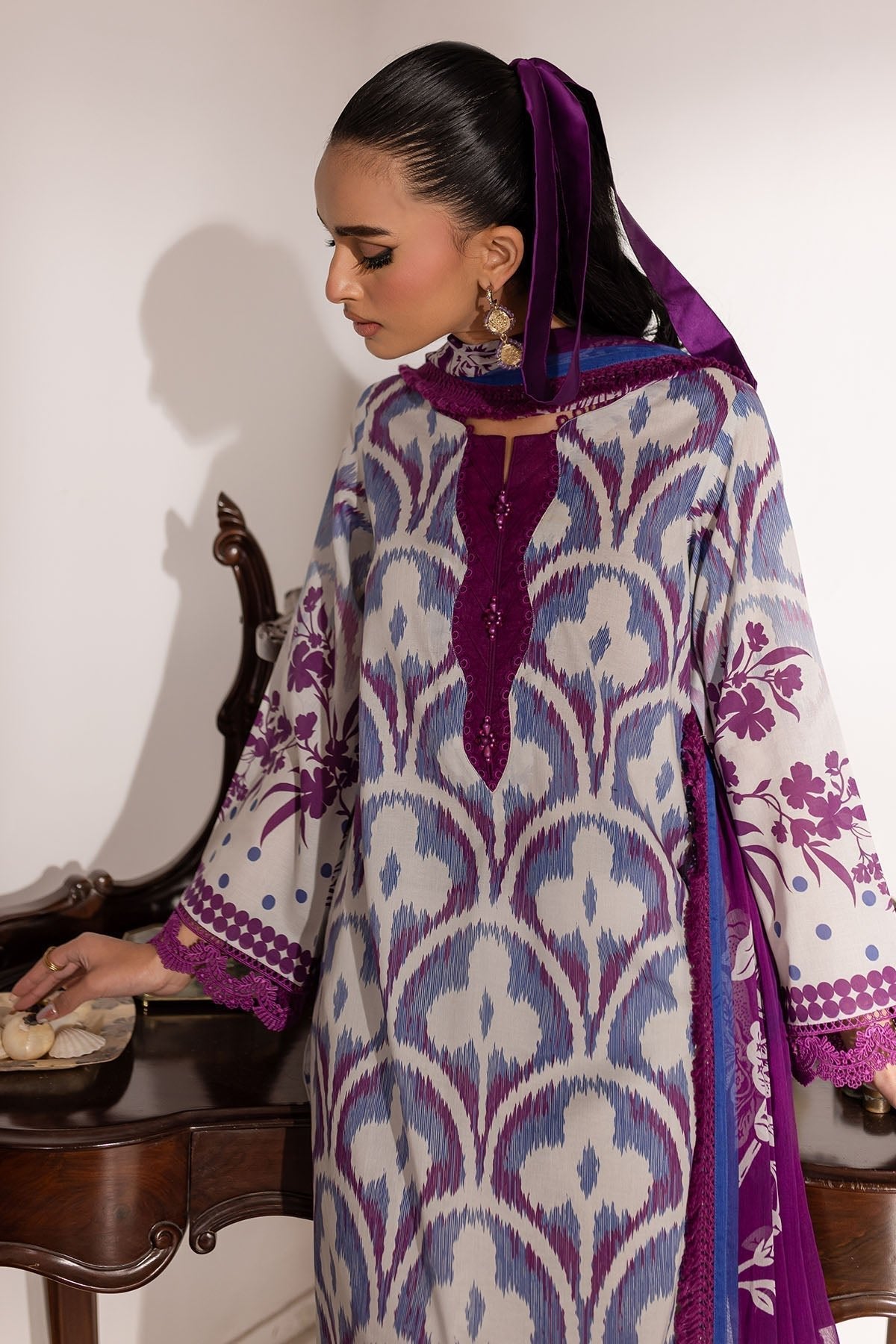 Nureh | Printed Lawn 25 | SP-147-Brand:Nureh-Type:Ladies Clothes-Off White-Lawn-House of Maryam- Buy in UK, USA