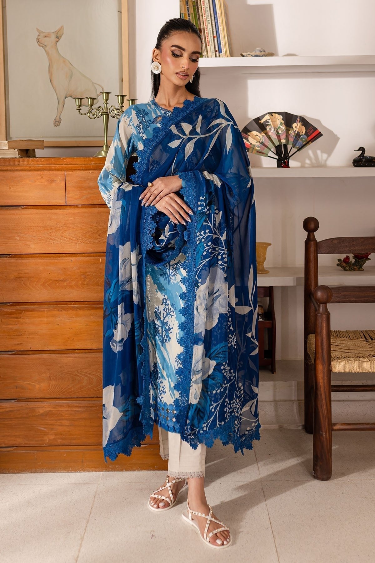 Nureh | Printed Lawn 25 | SP-148-Brand:Nureh-Type:Ladies Clothes-Off White-Lawn-House of Maryam- Buy in UK, USA
