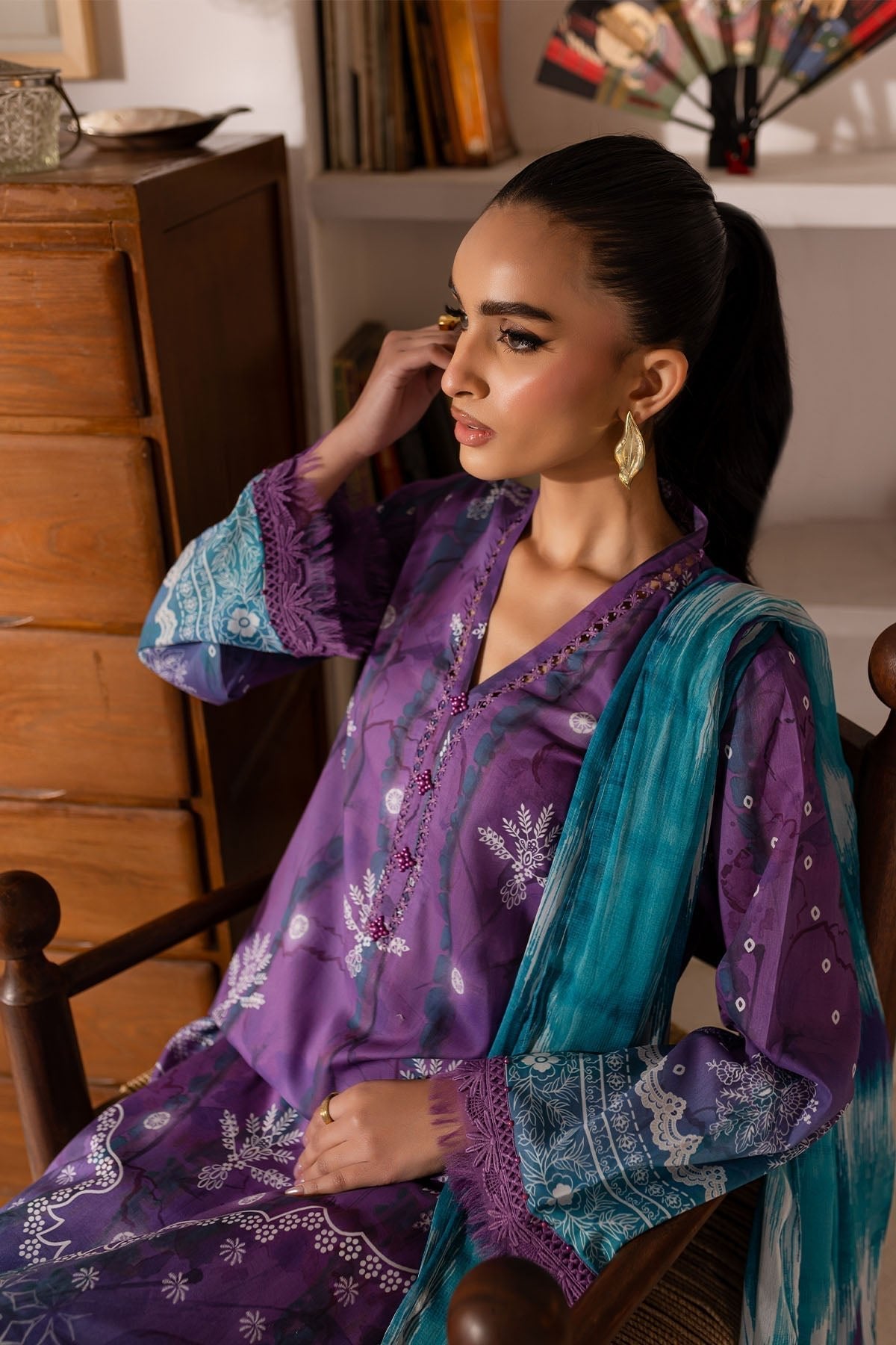Nureh | Printed Lawn 25 | SP-149-Brand:Nureh-Type:Ladies Clothes-Purple-Lawn-House of Maryam- Buy in UK, USA
