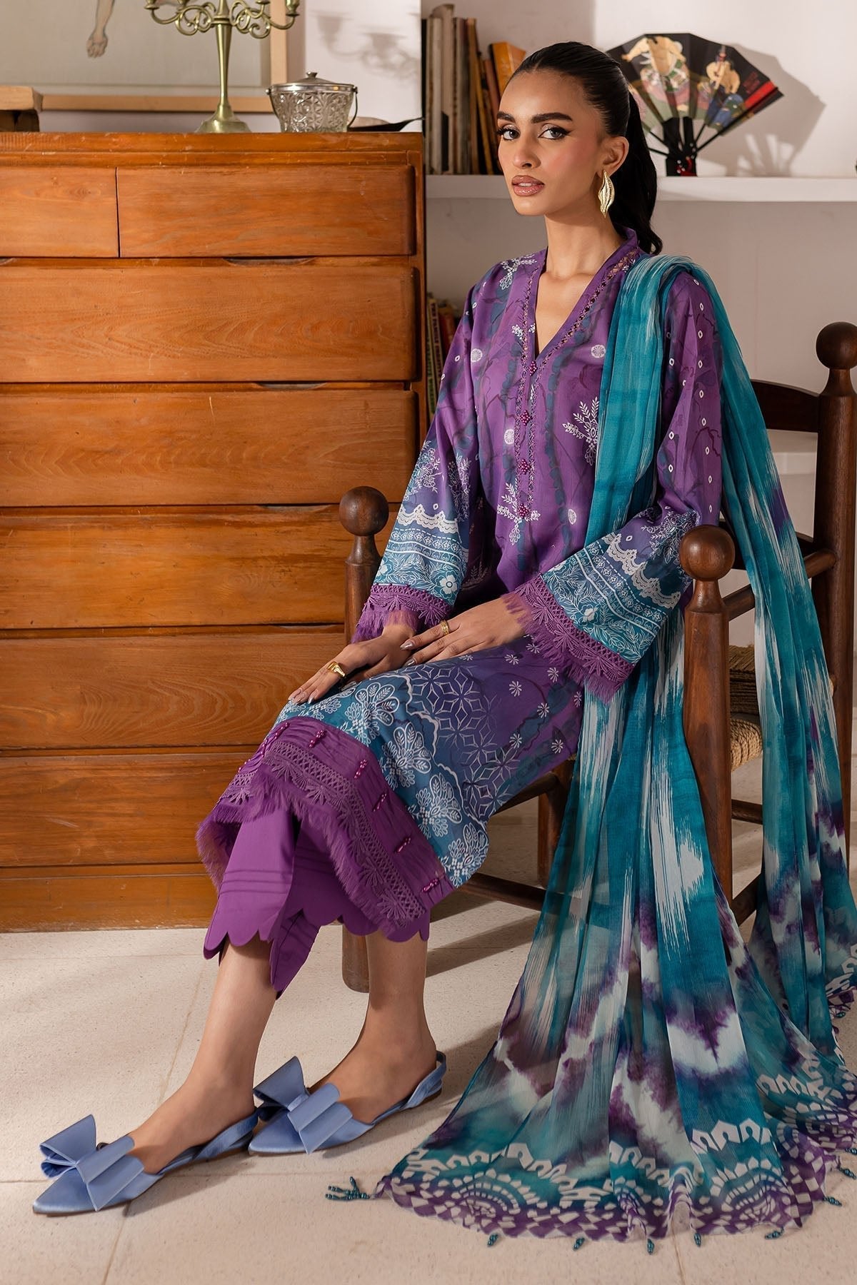 Nureh | Printed Lawn 25 | SP-149-Brand:Nureh-Type:Ladies Clothes-Purple-Lawn-House of Maryam- Buy in UK, USA