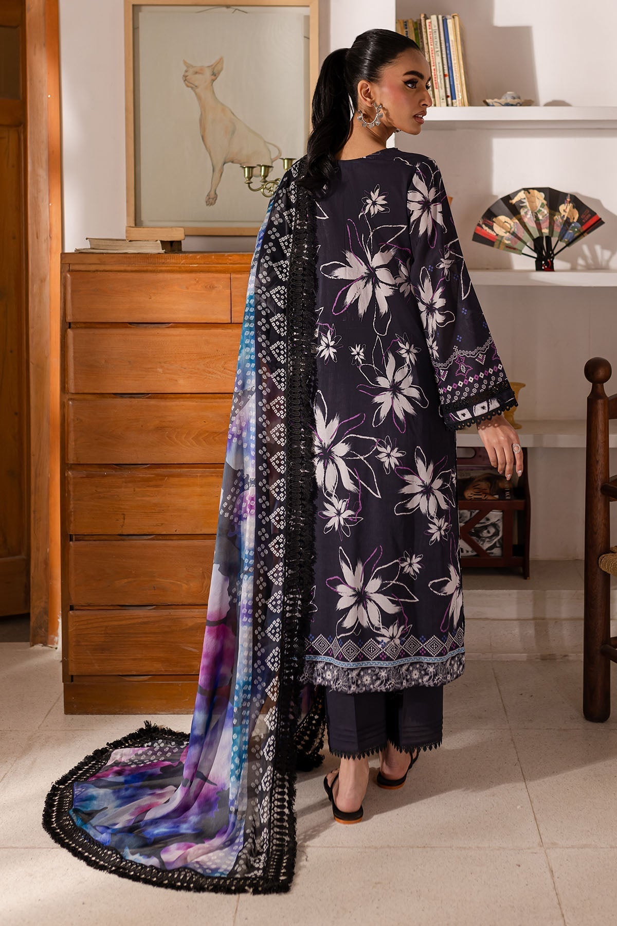 Nureh | Printed Lawn 25 | SP-150-Brand:Nureh-Type:Ladies Clothes-Black-Lawn-House of Maryam- Buy in UK, USA