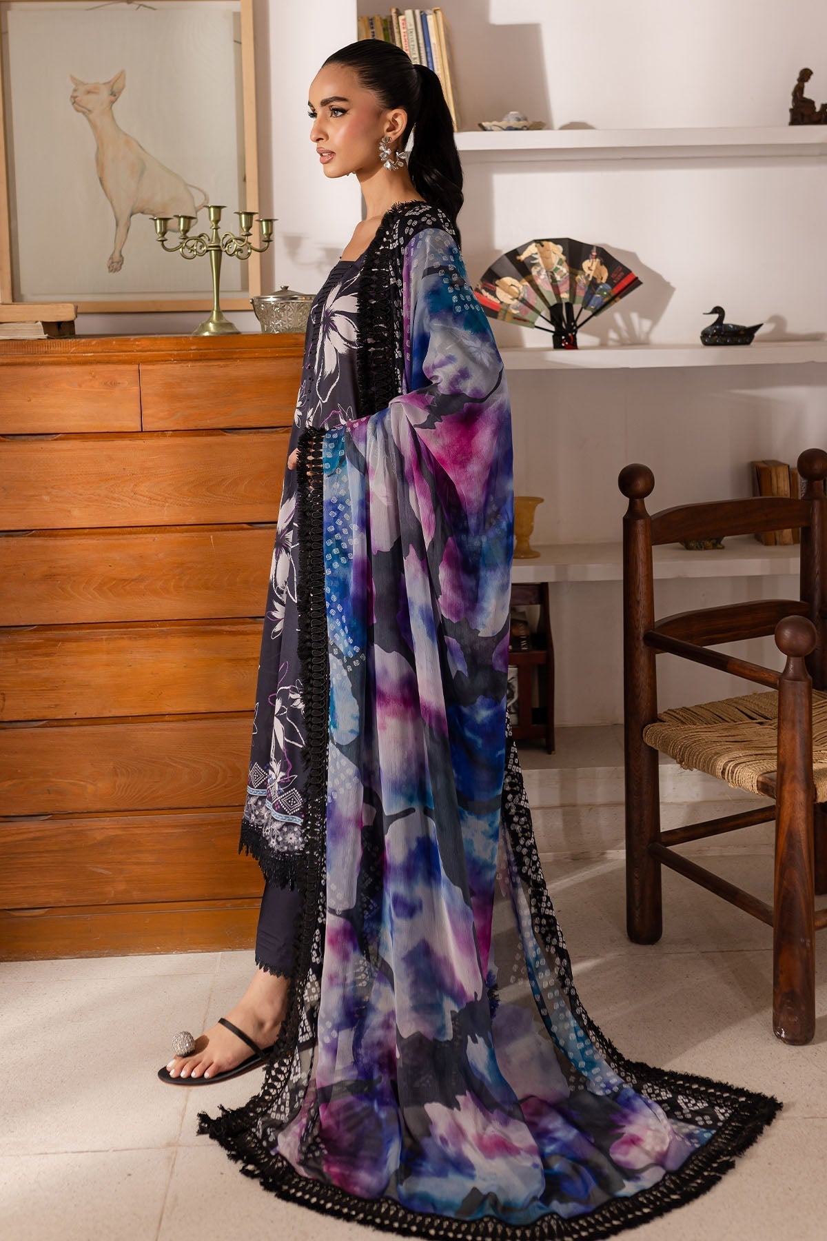 Nureh | Printed Lawn 25 | SP-150-Brand:Nureh-Type:Ladies Clothes-Black-Lawn-House of Maryam- Buy in UK, USA