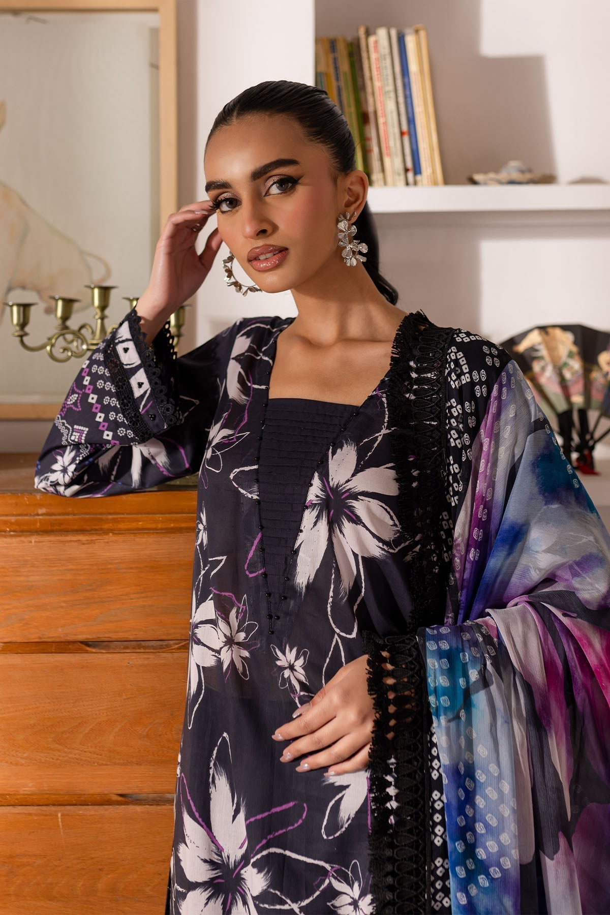 Nureh | Printed Lawn 25 | SP-150-Brand:Nureh-Type:Ladies Clothes-Black-Lawn-House of Maryam- Buy in UK, USA