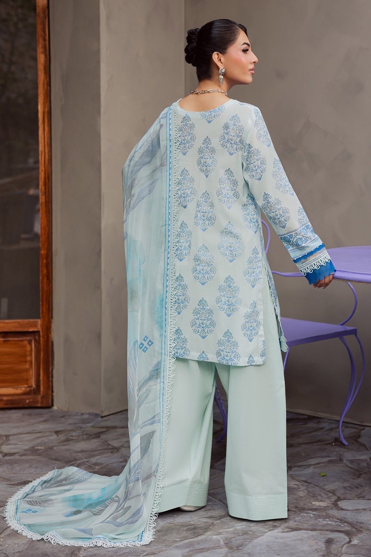 Nureh | Signature Prints 26 | SP-158-Brand:Nureh-Type:Ladies Clothes-Sky Blue-Lawn-House of Maryam- Buy in UK, USA
