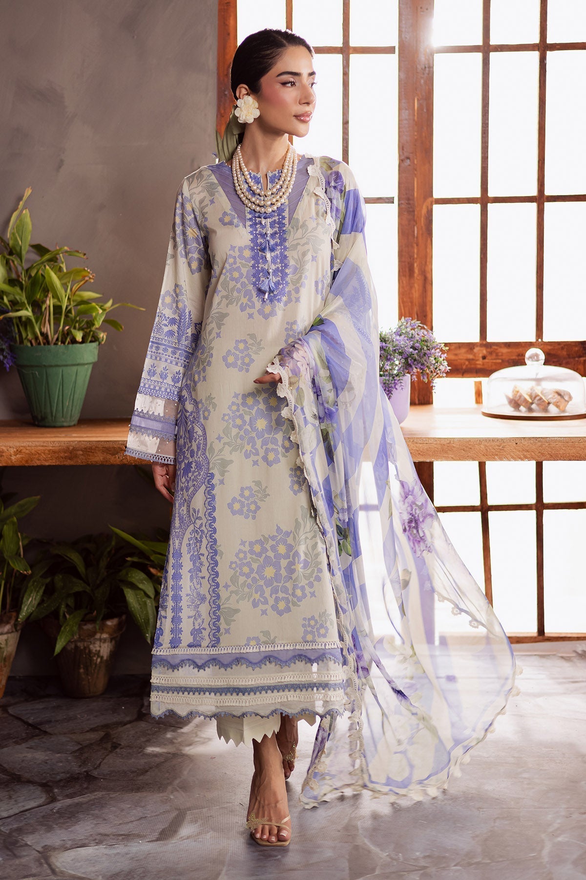 Nureh | Signature Prints 26 | SP-159-Brand:Nureh-Type:Ladies Clothes-Ivory-Lawn-House of Maryam- Buy in UK, USA