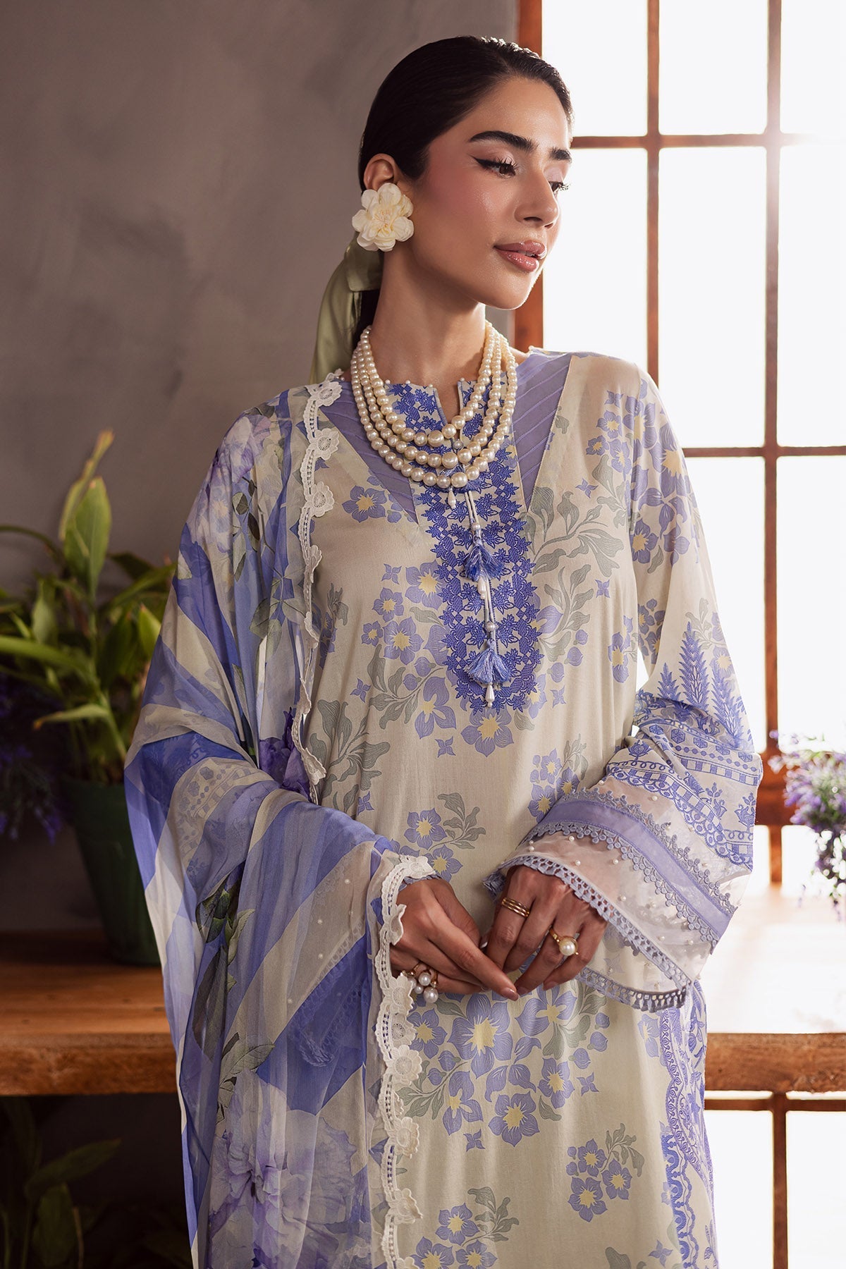 Nureh | Signature Prints 26 | SP-159-Brand:Nureh-Type:Ladies Clothes-Ivory-Lawn-House of Maryam- Buy in UK, USA