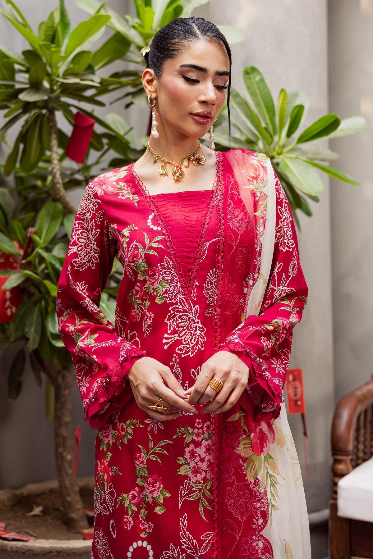 Nureh | Signature Prints 26 | SP-160-Brand:Nureh-Type:Ladies Clothes-Red-Lawn-House of Maryam- Buy in UK, USA