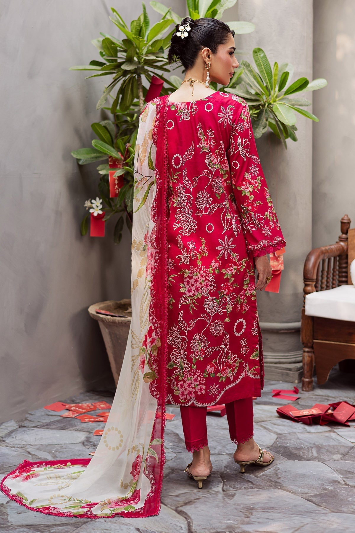 Nureh | Signature Prints 26 | SP-160-Brand:Nureh-Type:Ladies Clothes-Red-Lawn-House of Maryam- Buy in UK, USA