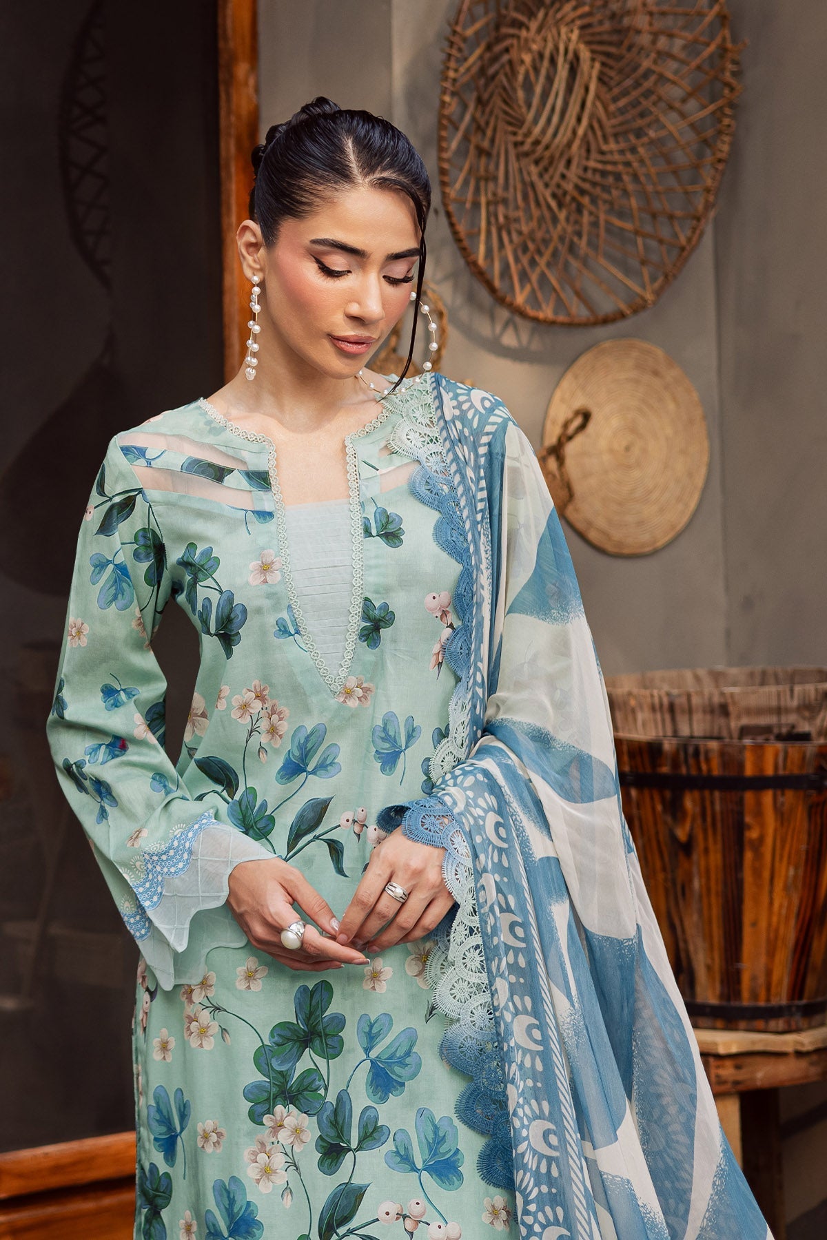 Nureh | Signature Prints 26 | SP-161-Brand:Nureh-Type:Ladies Clothes-Sky Blue-Lawn-House of Maryam- Buy in UK, USA