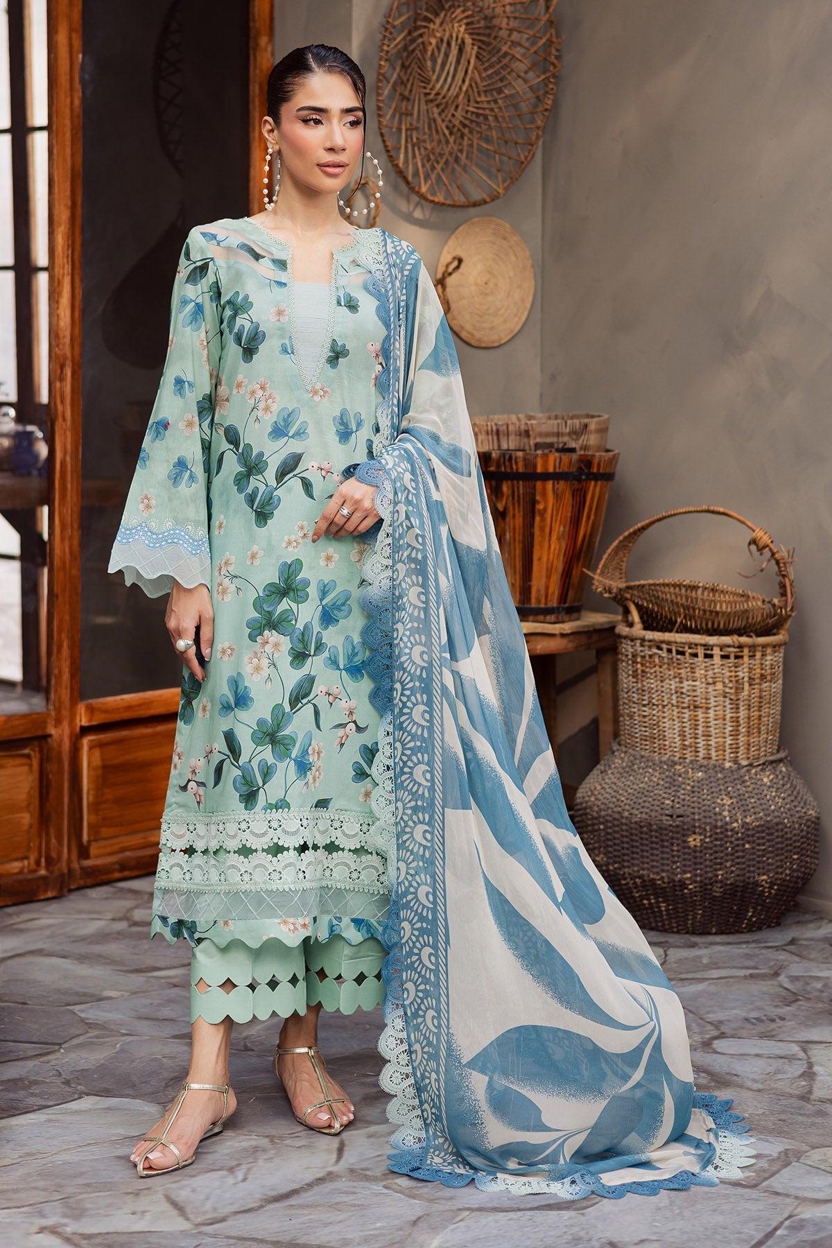 Nureh | Signature Prints 26 | SP-161-Brand:Nureh-Type:Ladies Clothes-Sky Blue-Lawn-House of Maryam- Buy in UK, USA