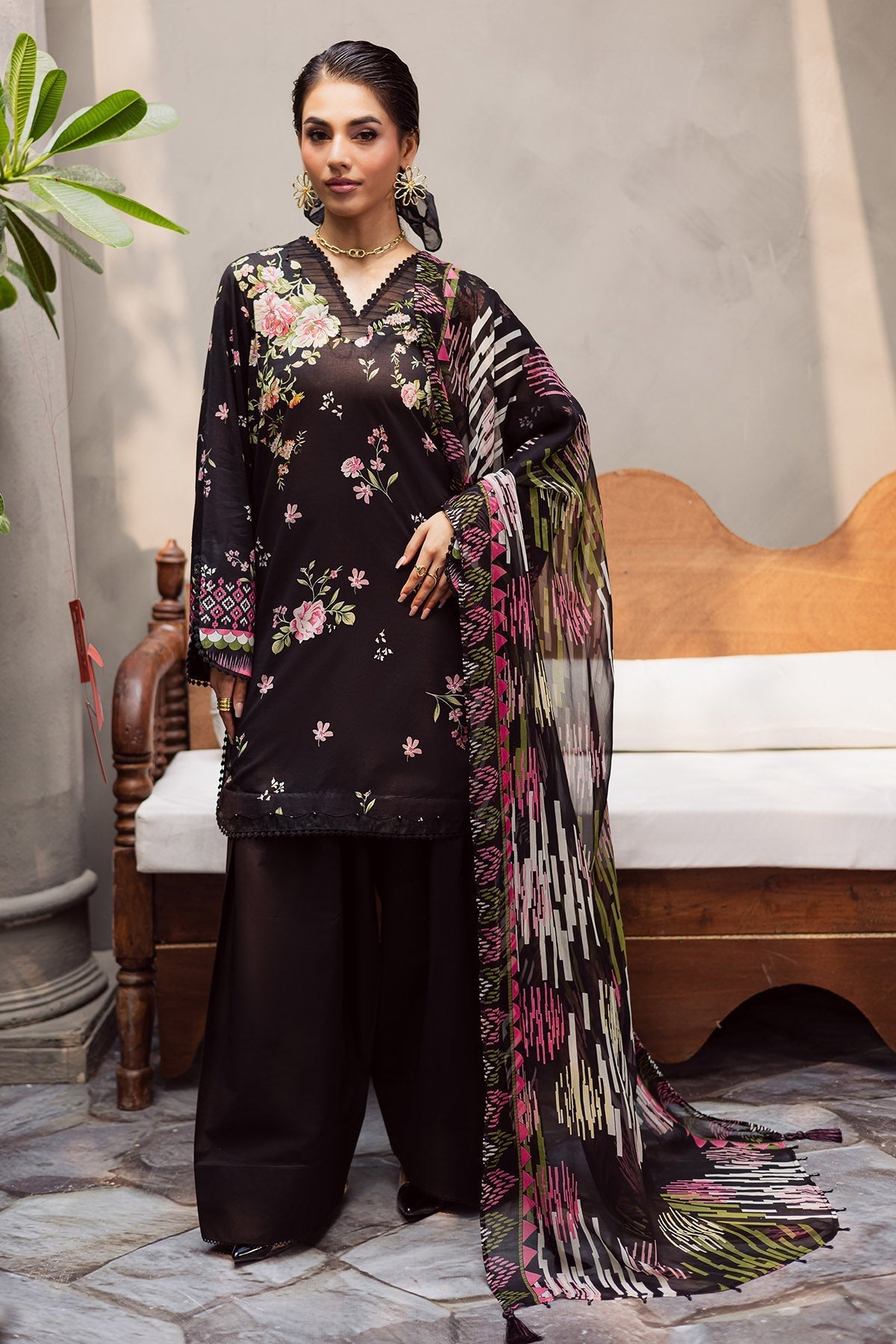 Nureh | Signature Prints 26 | SP-162-Brand:Nureh-Type:Ladies Clothes-Black-Lawn-House of Maryam- Buy in UK, USA