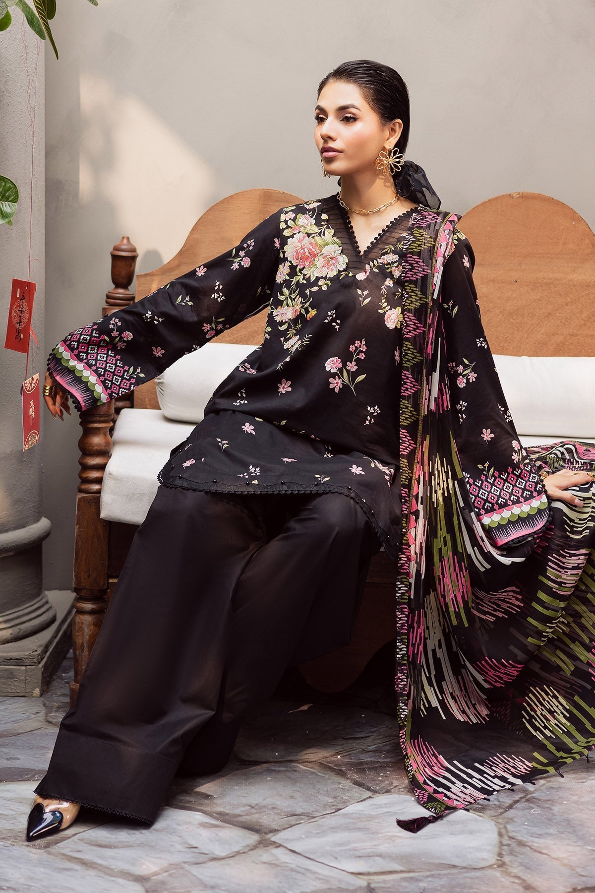 Nureh | Signature Prints 26 | SP-162-Brand:Nureh-Type:Ladies Clothes-Black-Lawn-House of Maryam- Buy in UK, USA