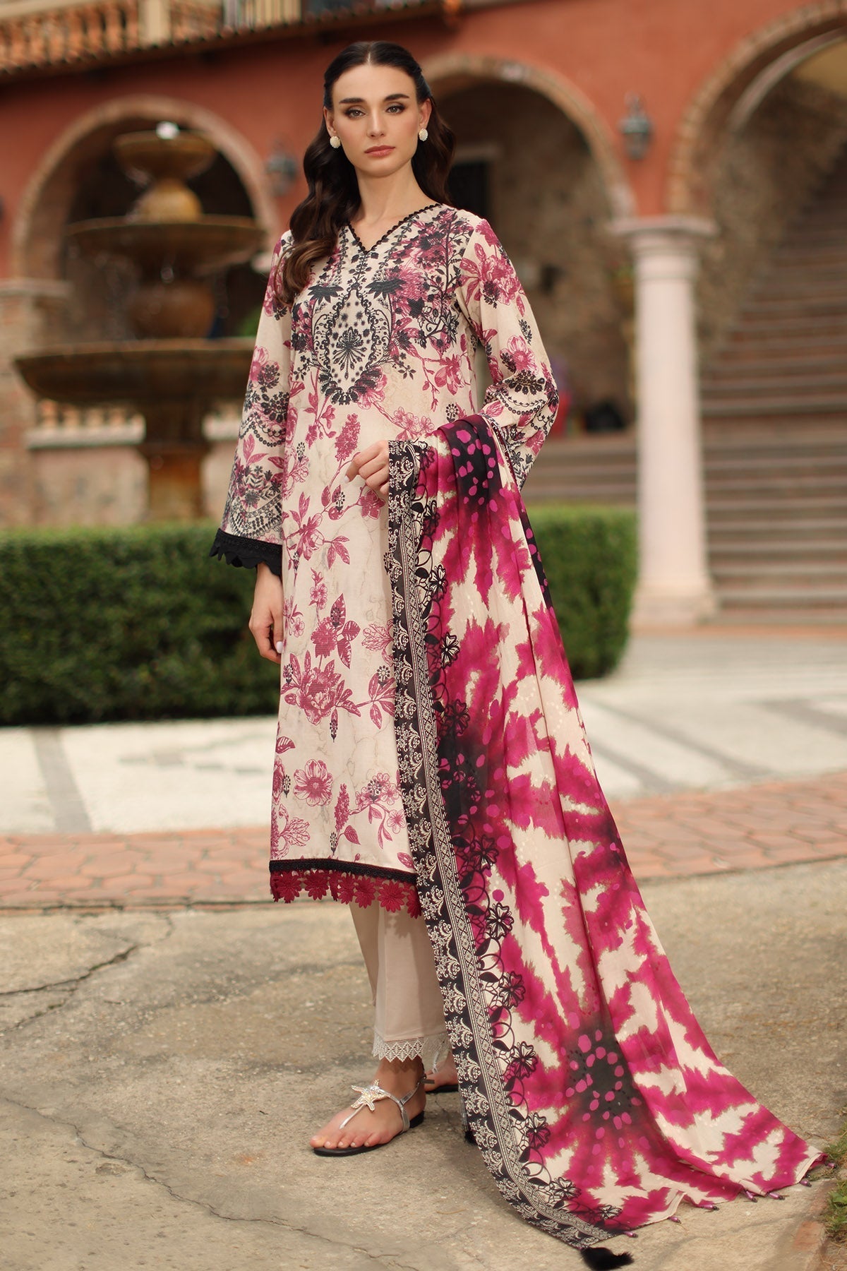 Nureh | Signature Prints 26 | SP-205-Brand:Nureh-Type:Ladies Clothes-Ivory-Lawn-House of Maryam- Buy in UK, USA
