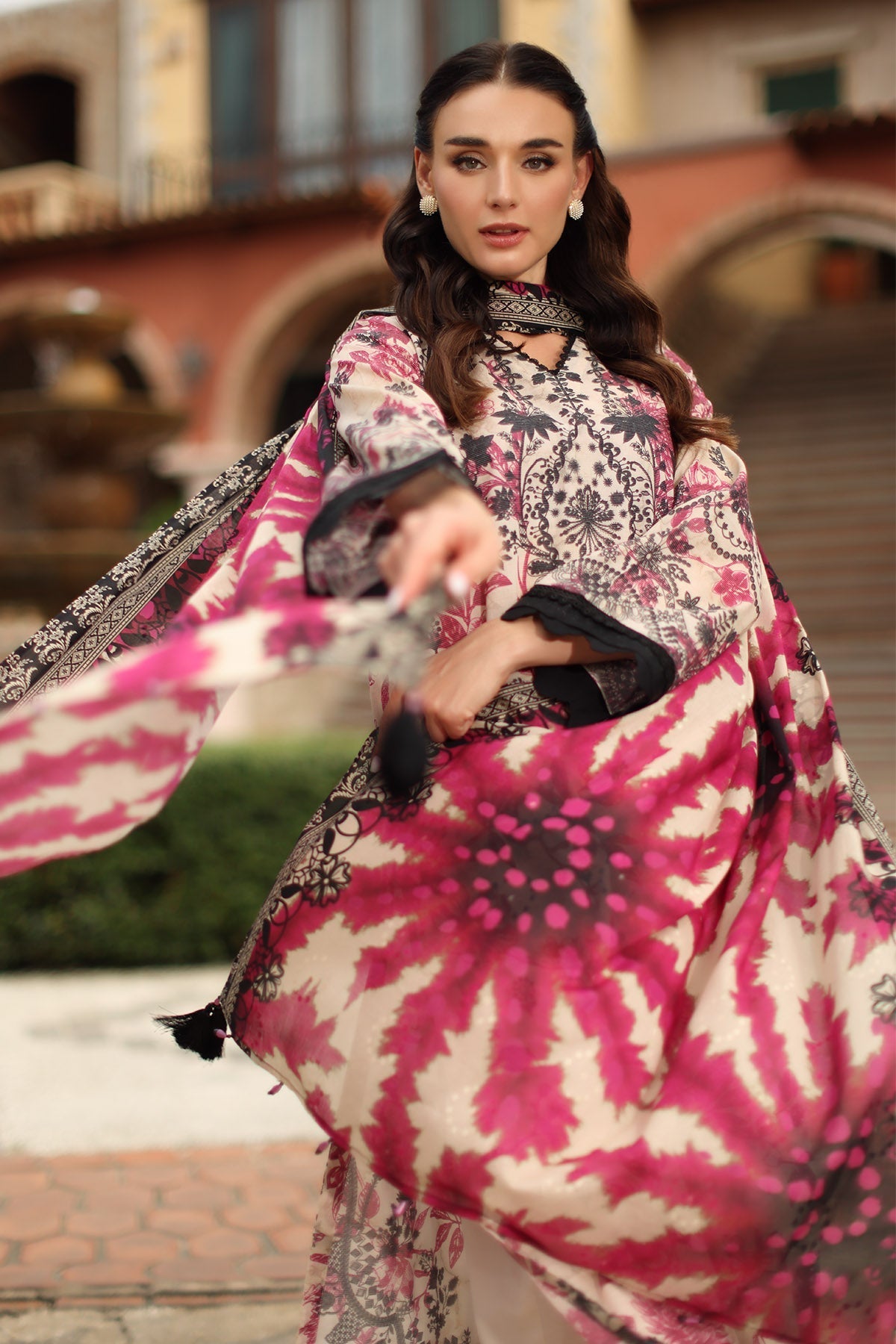 Nureh | Signature Prints 26 | SP-205-Brand:Nureh-Type:Ladies Clothes-Ivory-Lawn-House of Maryam- Buy in UK, USA