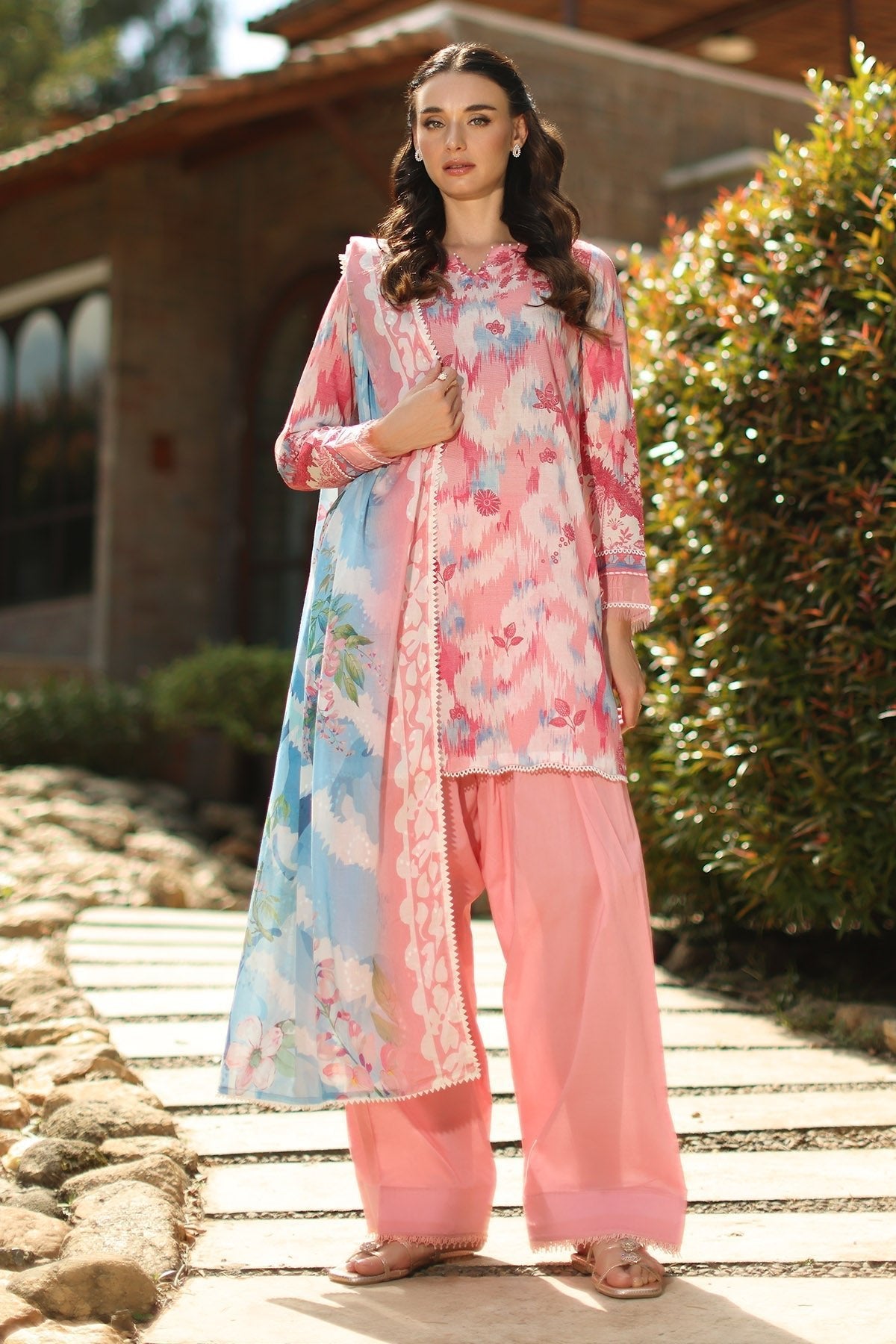 Nureh | Signature Prints 26 | SP-207-Brand:Nureh-Type:Ladies Clothes-Pink-Lawn-House of Maryam- Buy in UK, USA