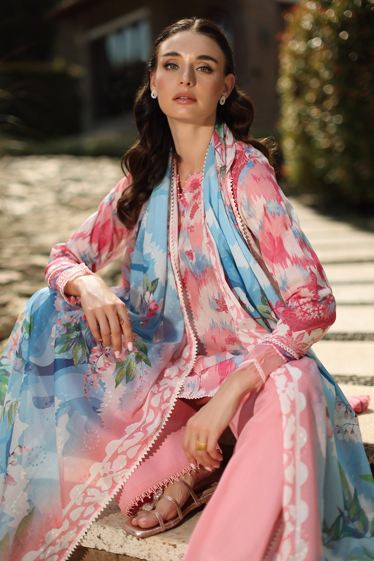 Nureh | Signature Prints 26 | SP-207-Brand:Nureh-Type:Ladies Clothes-Pink-Lawn-House of Maryam- Buy in UK, USA