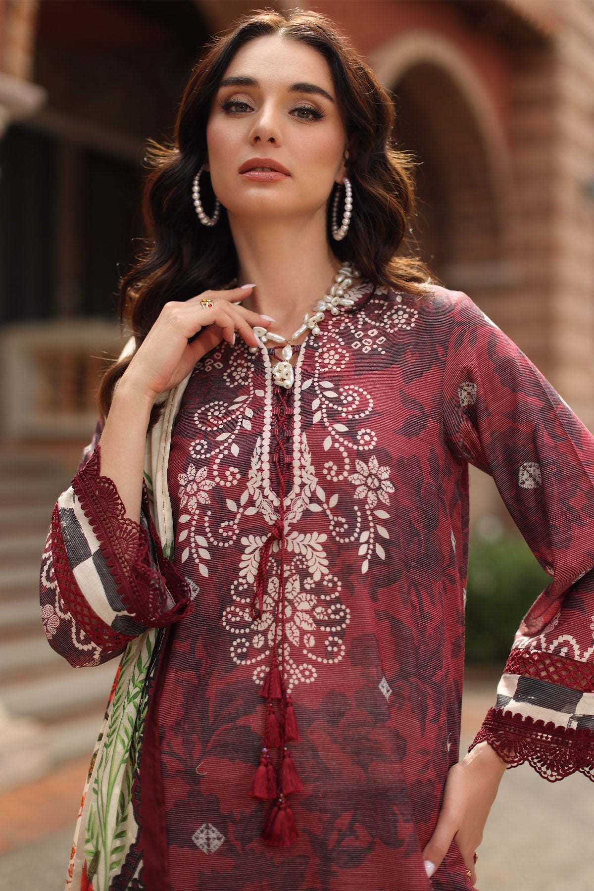 Nureh | Signature Prints 26 | SP-208-Brand:Nureh-Type:Ladies Clothes-Maroon-Lawn-House of Maryam- Buy in UK, USA