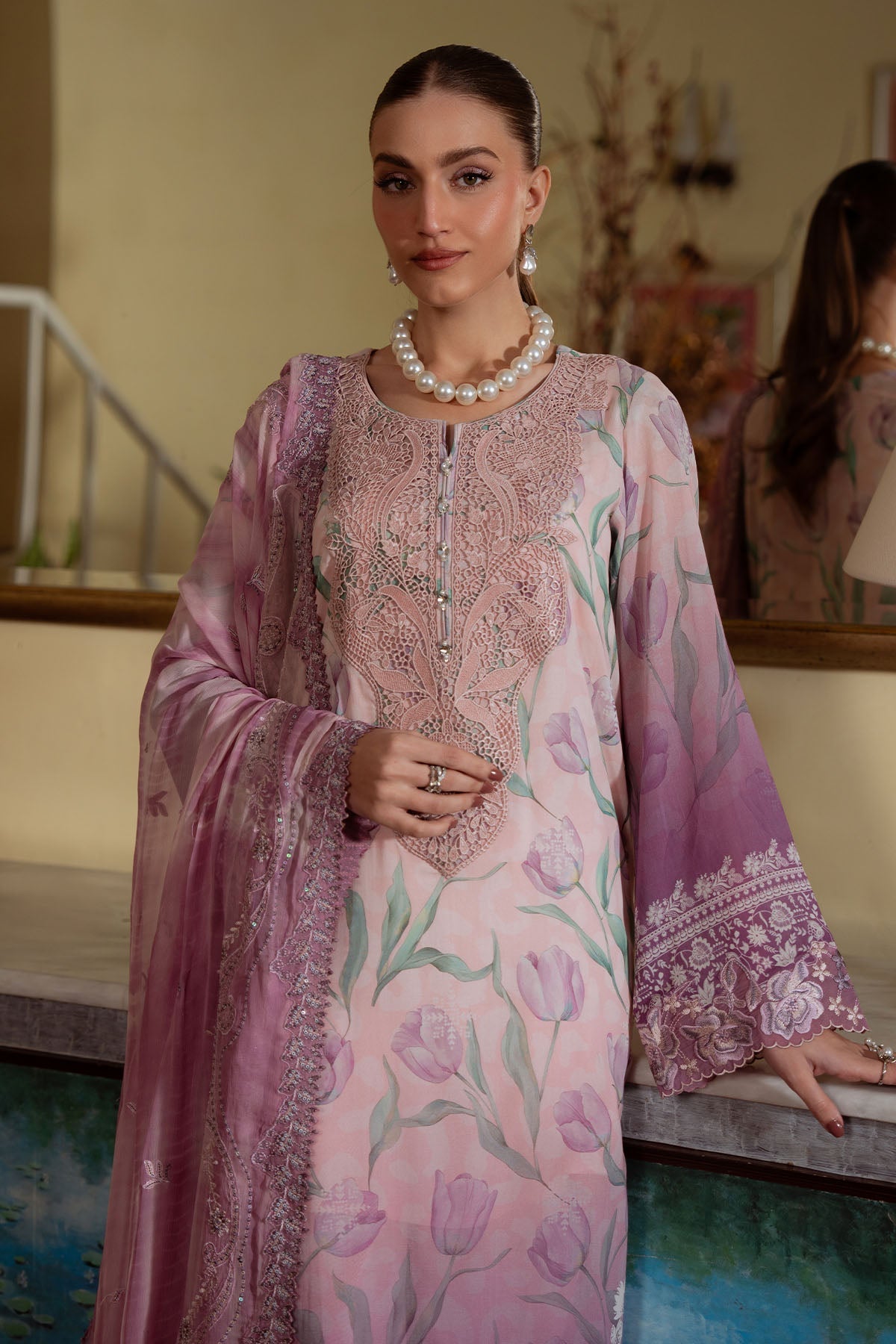 Nureh | Swiss Lawn | NS-159-Brand:Nureh-Type:Ladies Clothes-Soft Pink-SWISS LAWN-House of Maryam- Buy in UK, USA