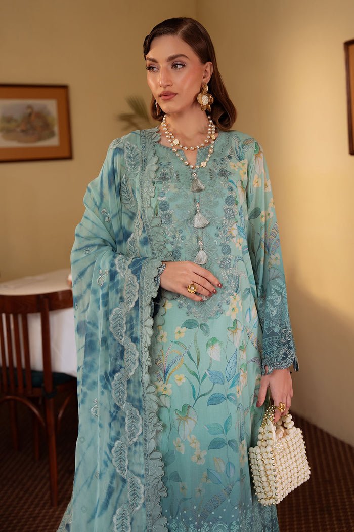 Nureh | Swiss Lawn | NS-160-Brand:Nureh-Type:Ladies Clothes-Ice Blue-Lawn-House of Maryam- Buy in UK, USA
