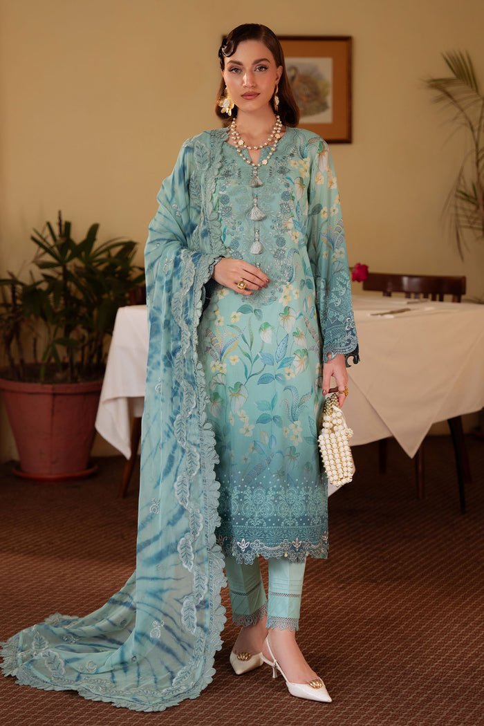Nureh | Swiss Lawn | NS-160-Brand:Nureh-Type:Ladies Clothes-Ice Blue-Lawn-House of Maryam- Buy in UK, USA