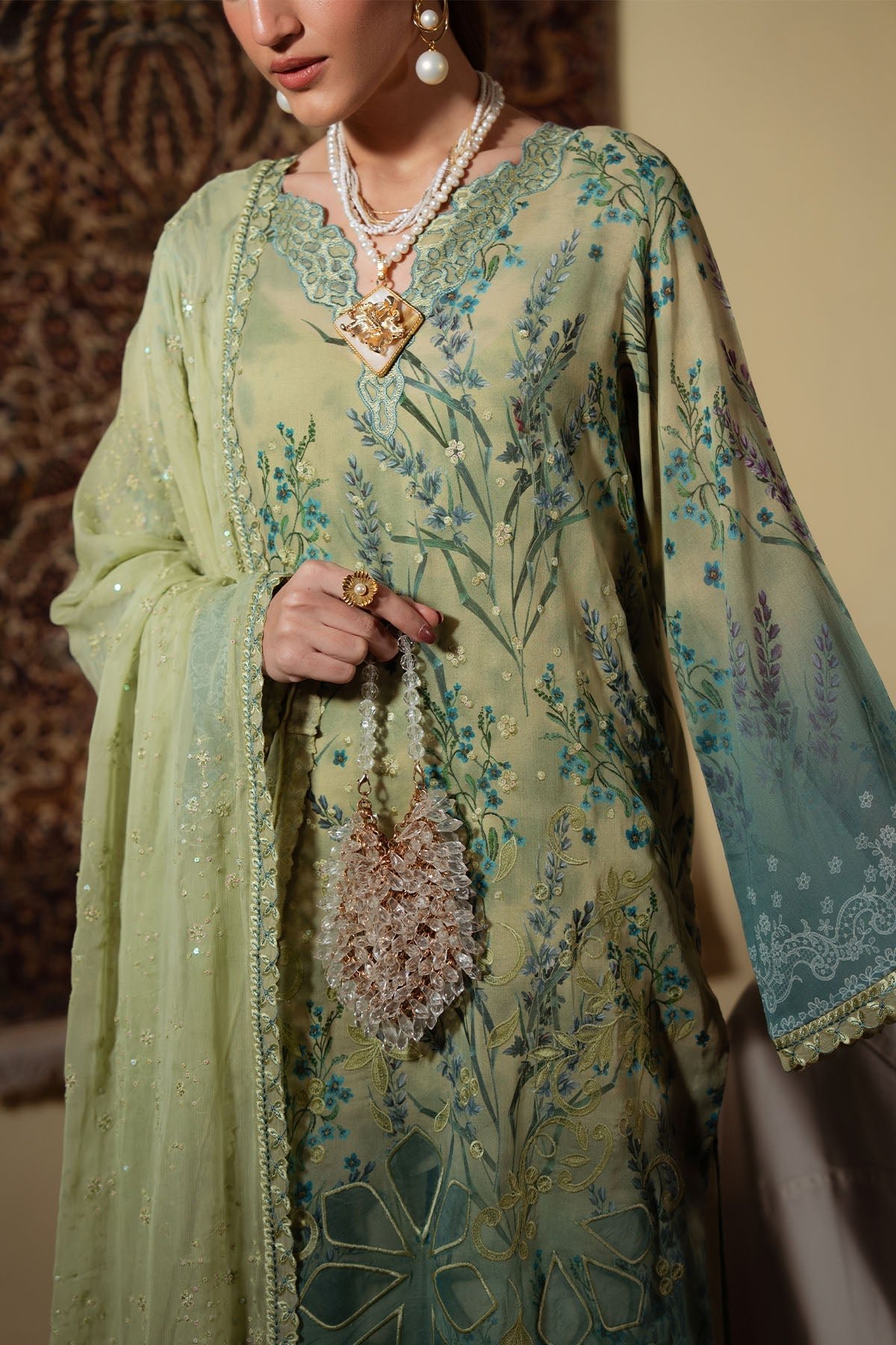 Nureh | Swiss Lawn | NS-161-Brand:Nureh-Type:Ladies Clothes-Mint-SWISS LAWN-House of Maryam- Buy in UK, USA