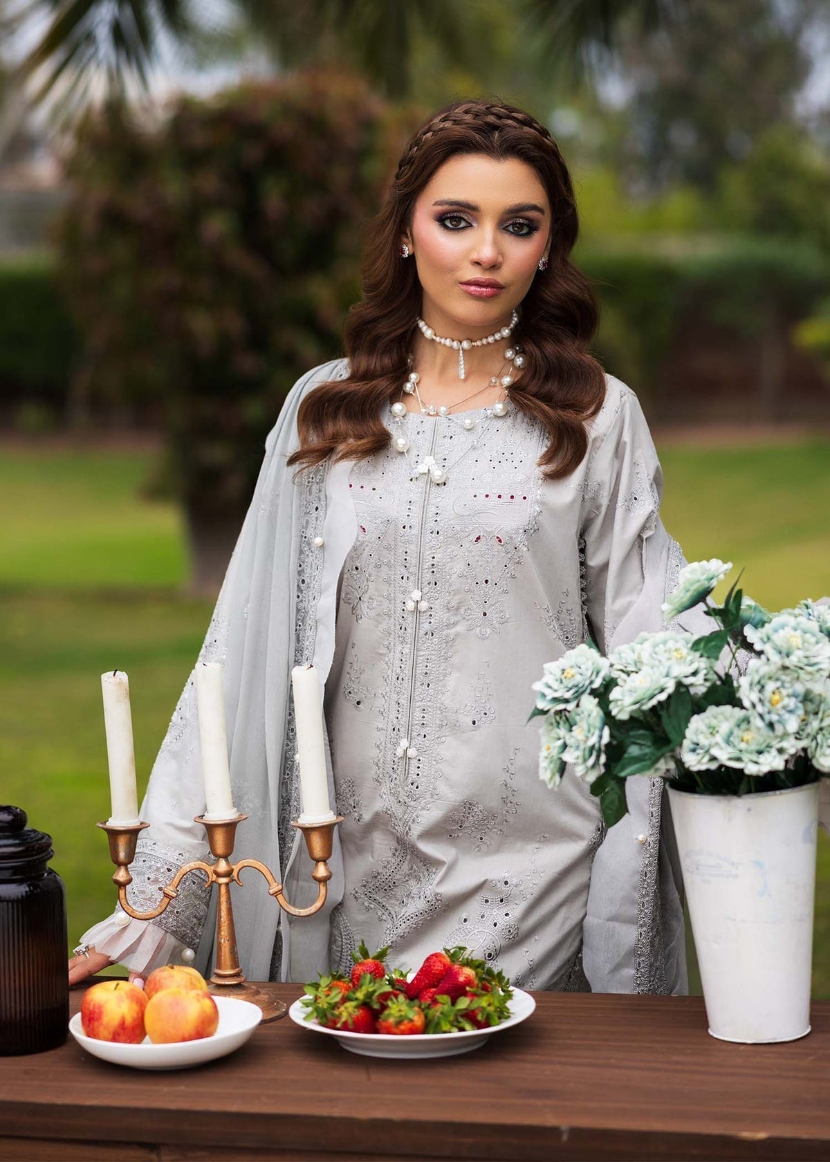 Paras by Pasha | Bloom and Beyond | Ash Bloom-Brand:Paras by Pasha-Type:Ladies Clothes-Gray-Chikankari Lawn-House of Maryam- Buy in UK, USA