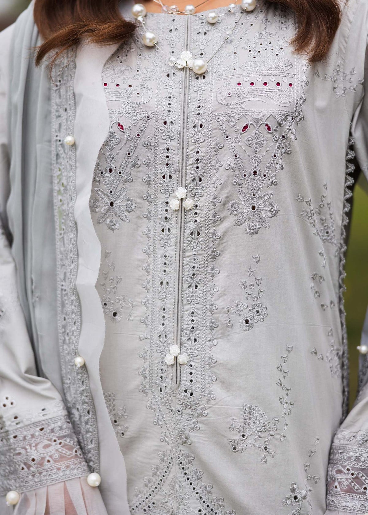 Paras by Pasha | Bloom and Beyond | Ash Bloom-Brand:Paras by Pasha-Type:Ladies Clothes-Gray-Chikankari Lawn-House of Maryam- Buy in UK, USA
