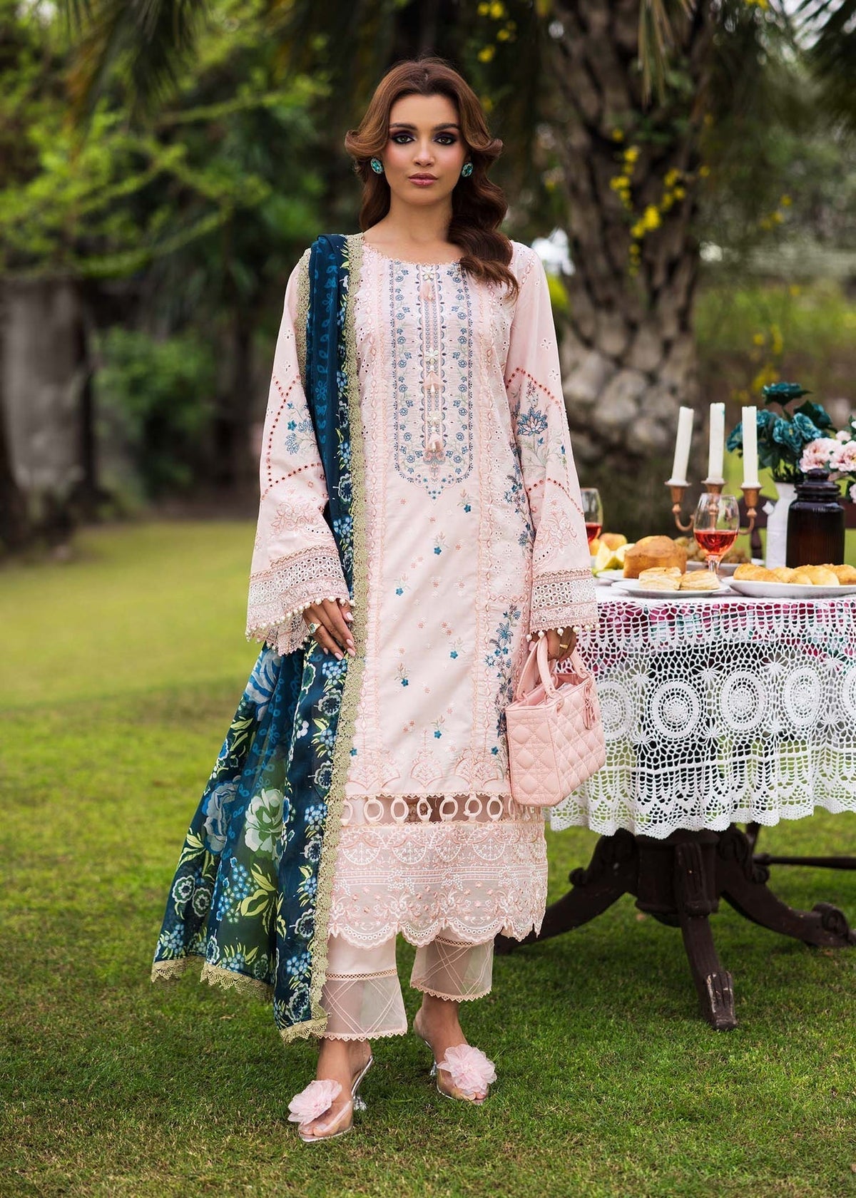 Paras by Pasha | Bloom and Beyond | Coral Bloom-Brand:Paras by Pasha-Type:Ladies Clothes-Pale Peach-Chikankari Lawn-House of Maryam- Buy in UK, USA
