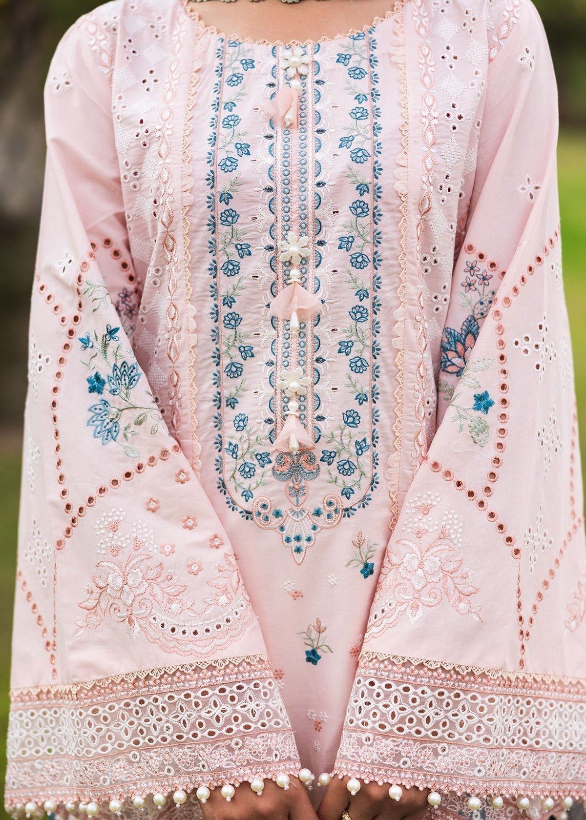 Paras by Pasha | Bloom and Beyond | Coral Bloom-Brand:Paras by Pasha-Type:Ladies Clothes-Pale Peach-Chikankari Lawn-House of Maryam- Buy in UK, USA