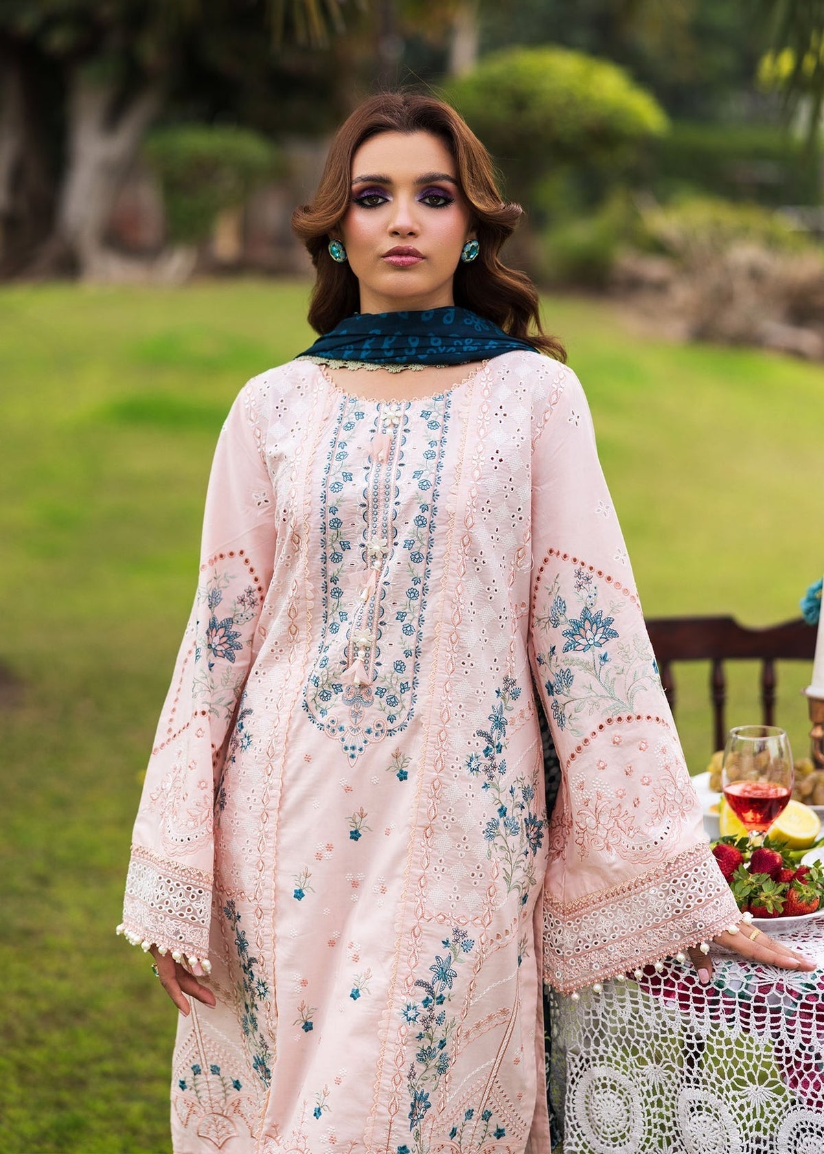 Paras by Pasha | Bloom and Beyond | Coral Bloom-Brand:Paras by Pasha-Type:Ladies Clothes-Pale Peach-Chikankari Lawn-House of Maryam- Buy in UK, USA