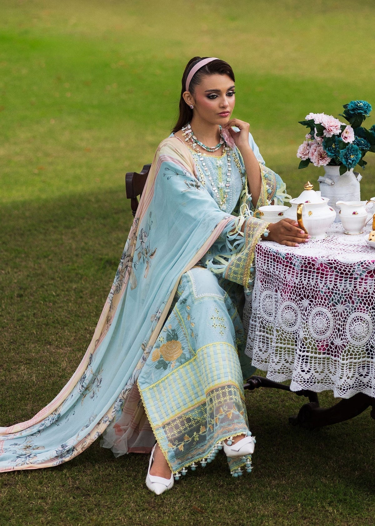 Paras by Pasha | Bloom and Beyond | Crystal Bloom-Brand:Paras by Pasha-Type:Ladies Clothes-Aqua-Lawn-House of Maryam- Buy in UK, USA