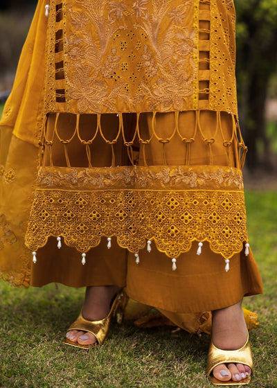 Paras by Pasha | Bloom and Beyond | Marigold Bloom-Brand:Paras by Pasha-Type:Ladies Clothes-Mustard Yellow-Chikankari-House of Maryam- Buy in UK, USA