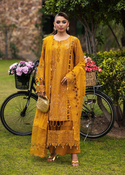 Paras by Pasha | Bloom and Beyond | Marigold Bloom-Brand:Paras by Pasha-Type:Ladies Clothes-Mustard Yellow-Chikankari-House of Maryam- Buy in UK, USA