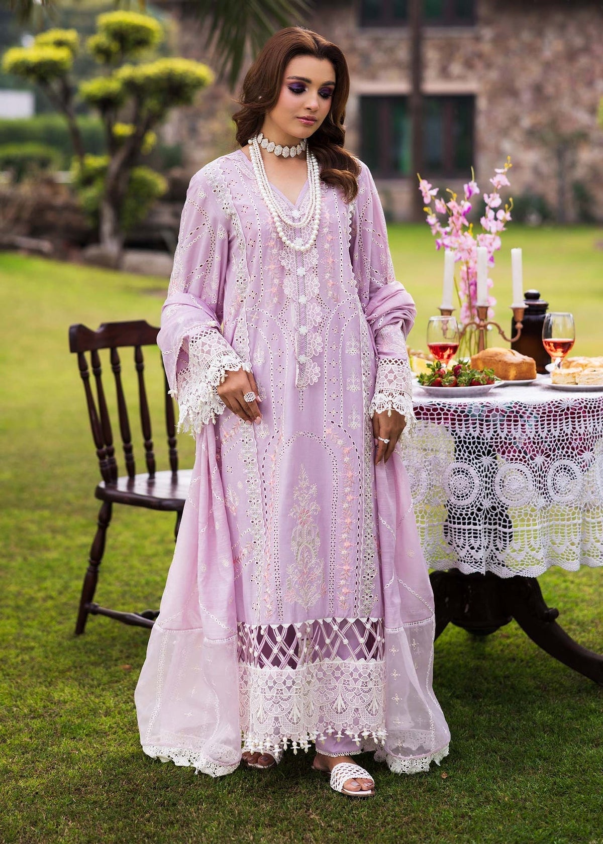 Paras by Pasha | Bloom and Beyond | Orchid Bloom-Brand:Paras by Pasha-Type:Ladies Clothes-Lilac-Chikankari-House of Maryam- Buy in UK, USA