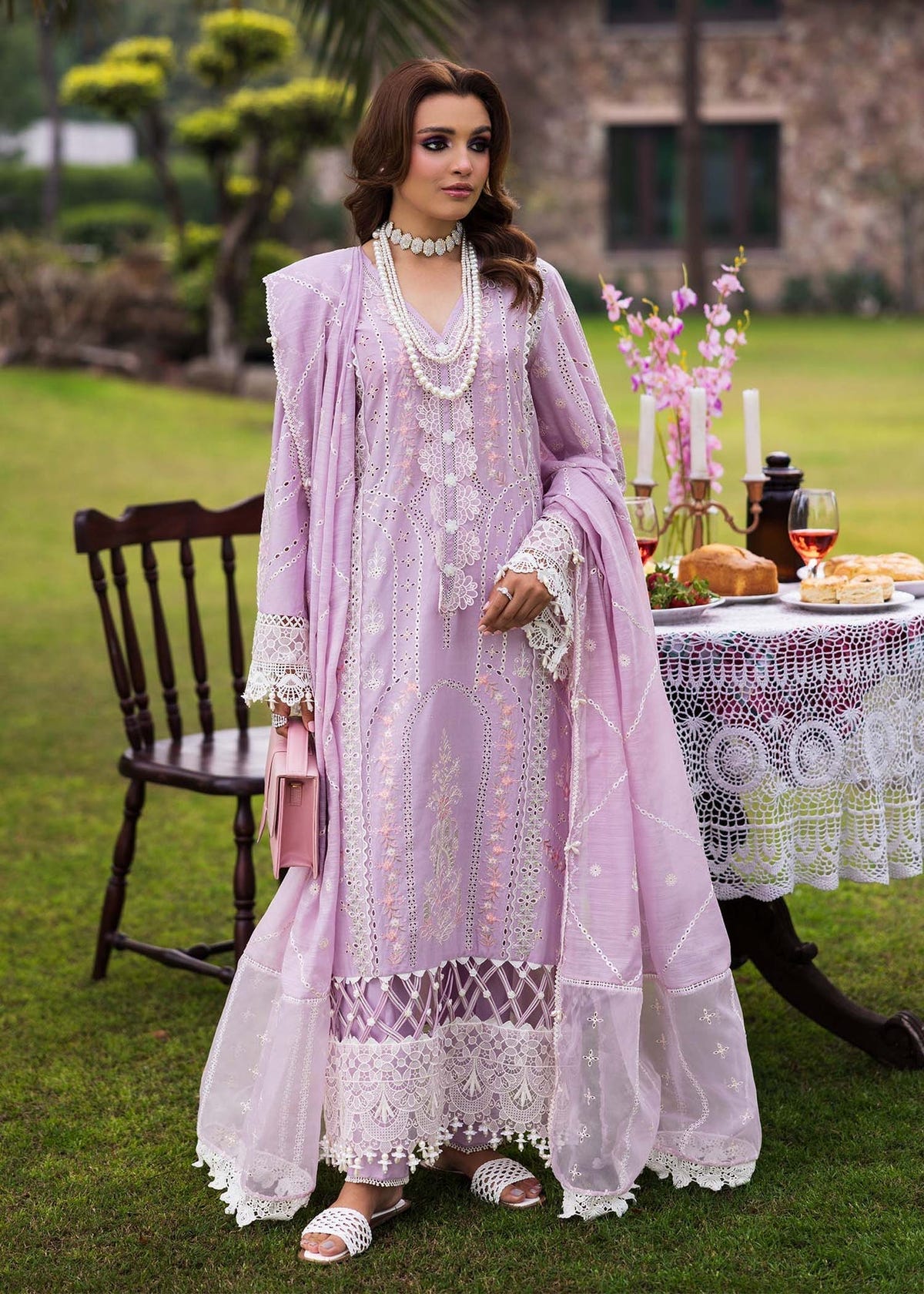 Paras by Pasha | Bloom and Beyond | Orchid Bloom-Brand:Paras by Pasha-Type:Ladies Clothes-Lilac-Chikankari-House of Maryam- Buy in UK, USA