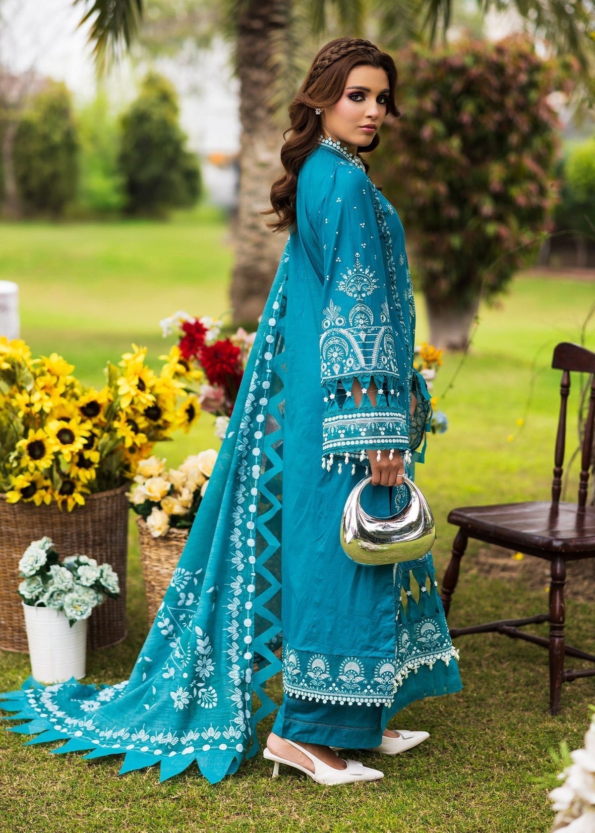 Paras by Pasha | Bloom and Beyond | Sapphire Bloom-Brand:Paras by Pasha-Type:Ladies Clothes-Teal Blue-Lawn-House of Maryam- Buy in UK, USA