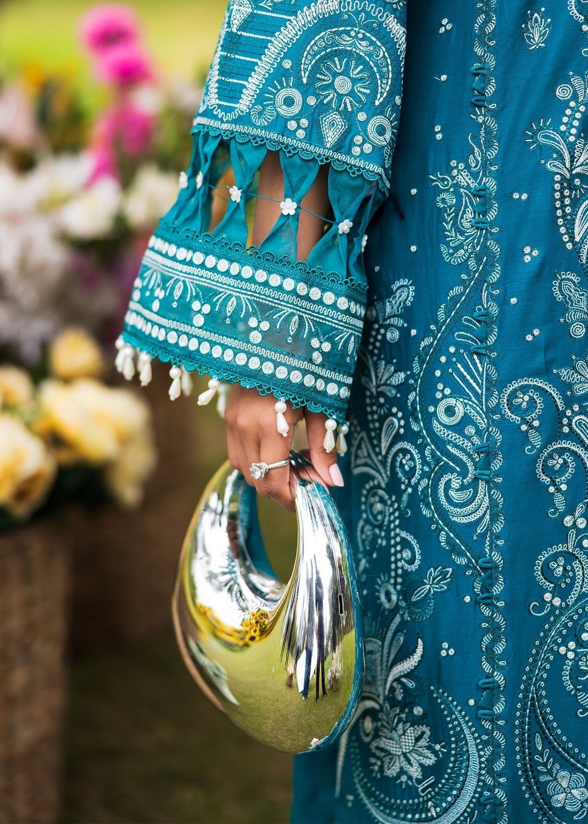 Paras by Pasha | Bloom and Beyond | Sapphire Bloom-Brand:Paras by Pasha-Type:Ladies Clothes-Teal Blue-Lawn-House of Maryam- Buy in UK, USA
