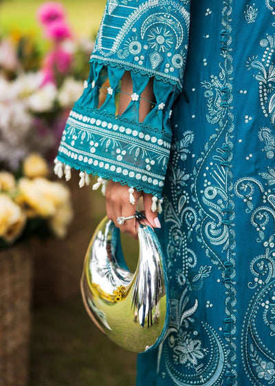 Paras by Pasha | Bloom and Beyond | Sapphire Bloom-Brand:Paras by Pasha-Type:Ladies Clothes-Teal Blue-Lawn-House of Maryam- Buy in UK, USA