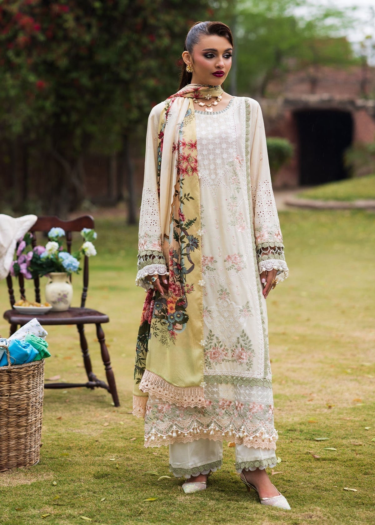 Paras by Pasha | Bloom and Beyond | Snowdrop Bloom-Brand:Paras by Pasha-Type:Ladies Clothes-Ivory-Chikankari Lawn-House of Maryam- Buy in UK, USA