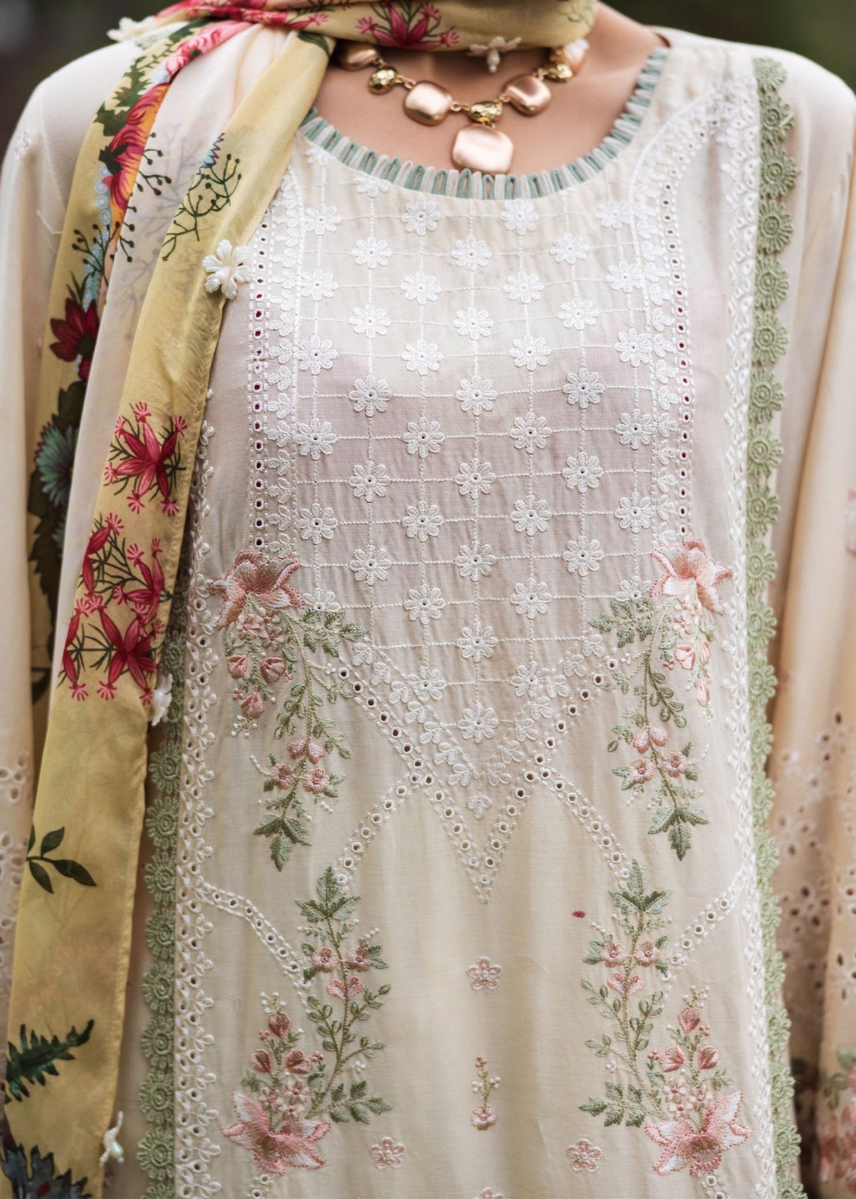 Paras by Pasha | Bloom and Beyond | Snowdrop Bloom-Brand:Paras by Pasha-Type:Ladies Clothes-Ivory-Chikankari Lawn-House of Maryam- Buy in UK, USA